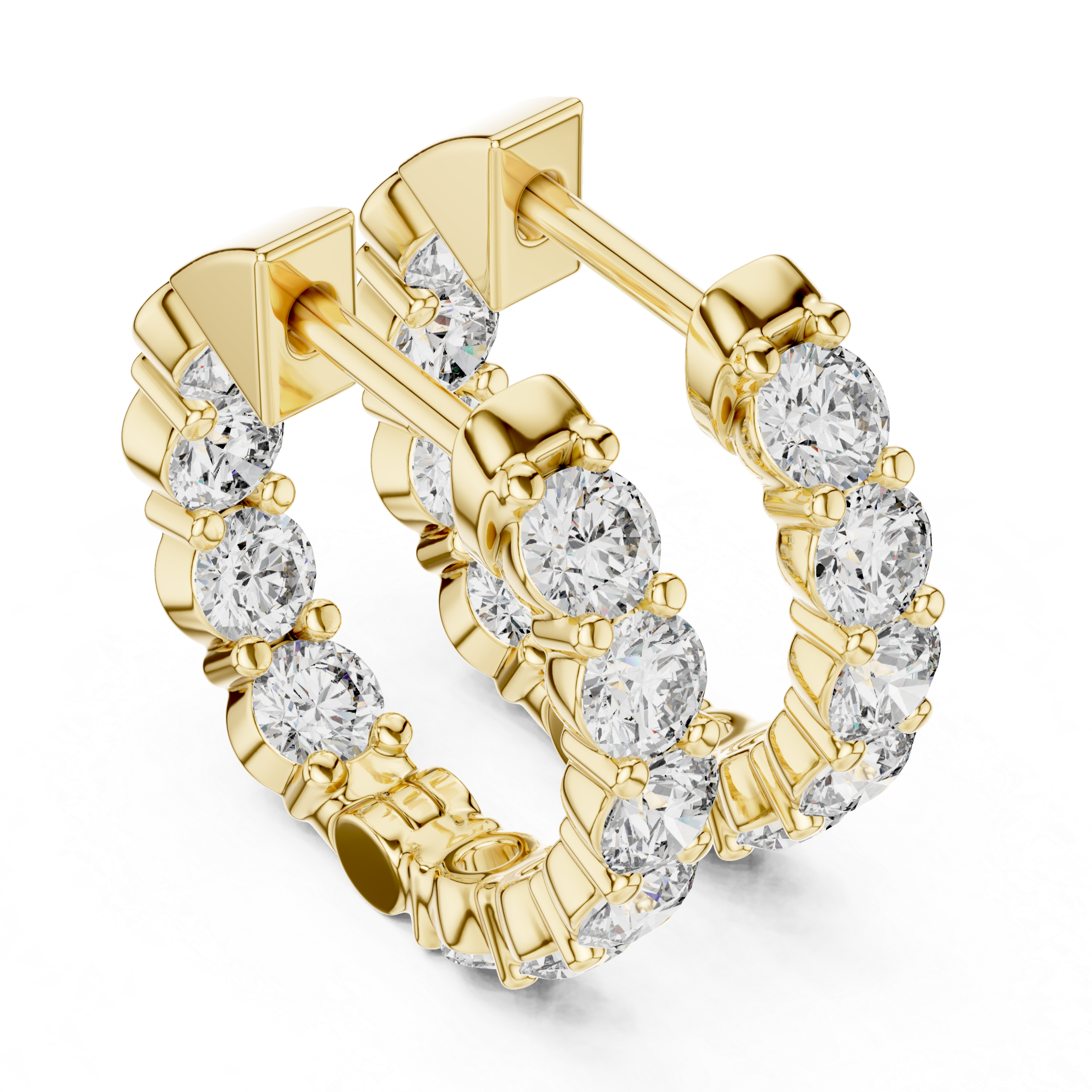 Luxurious Rose Gold Inside-Out Diamond Hoop Earrings