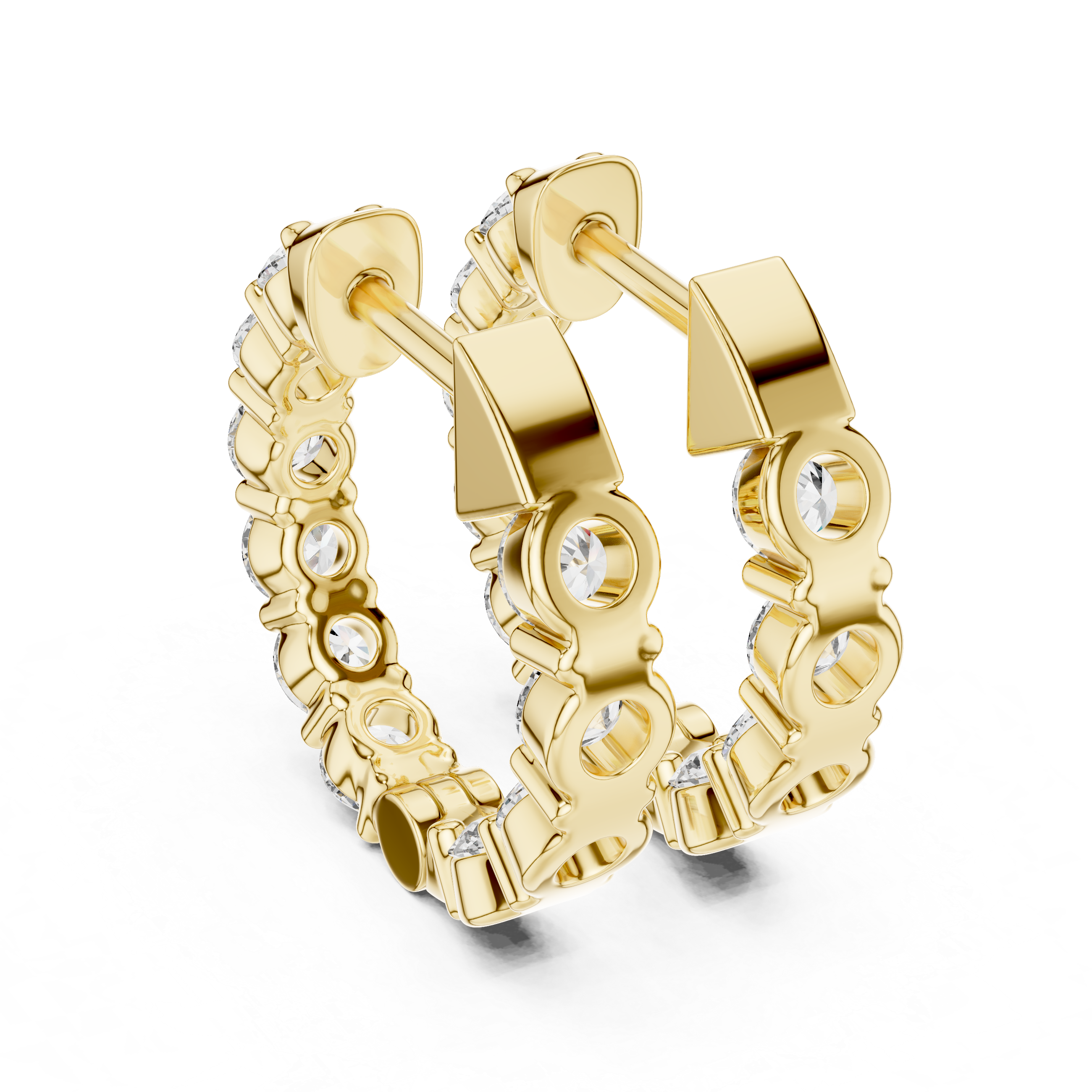 Luxurious Rose Gold Inside-Out Diamond Hoop Earrings