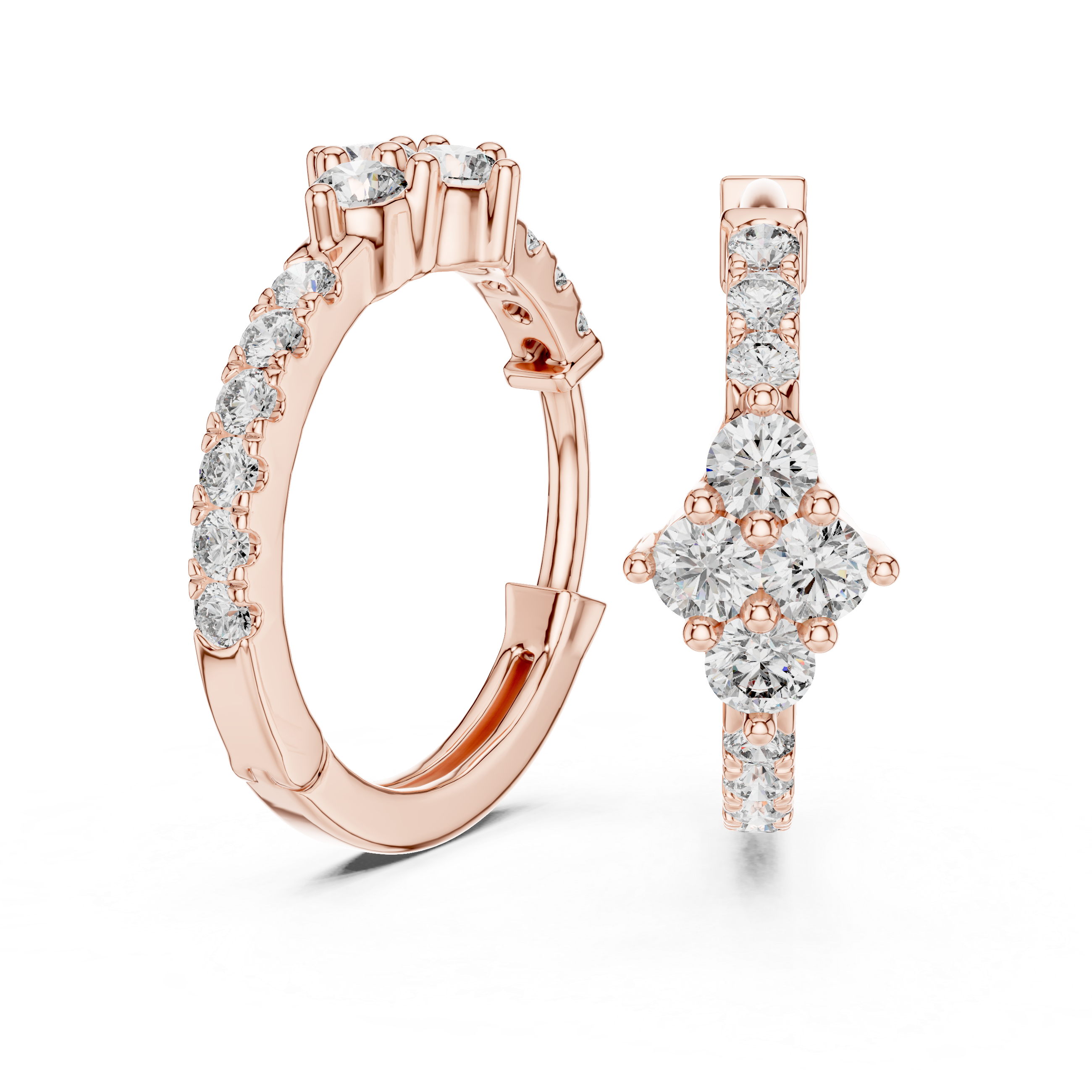 Exquisite Rose Gold Hoop Earrings Adorned with Brilliant Diamond