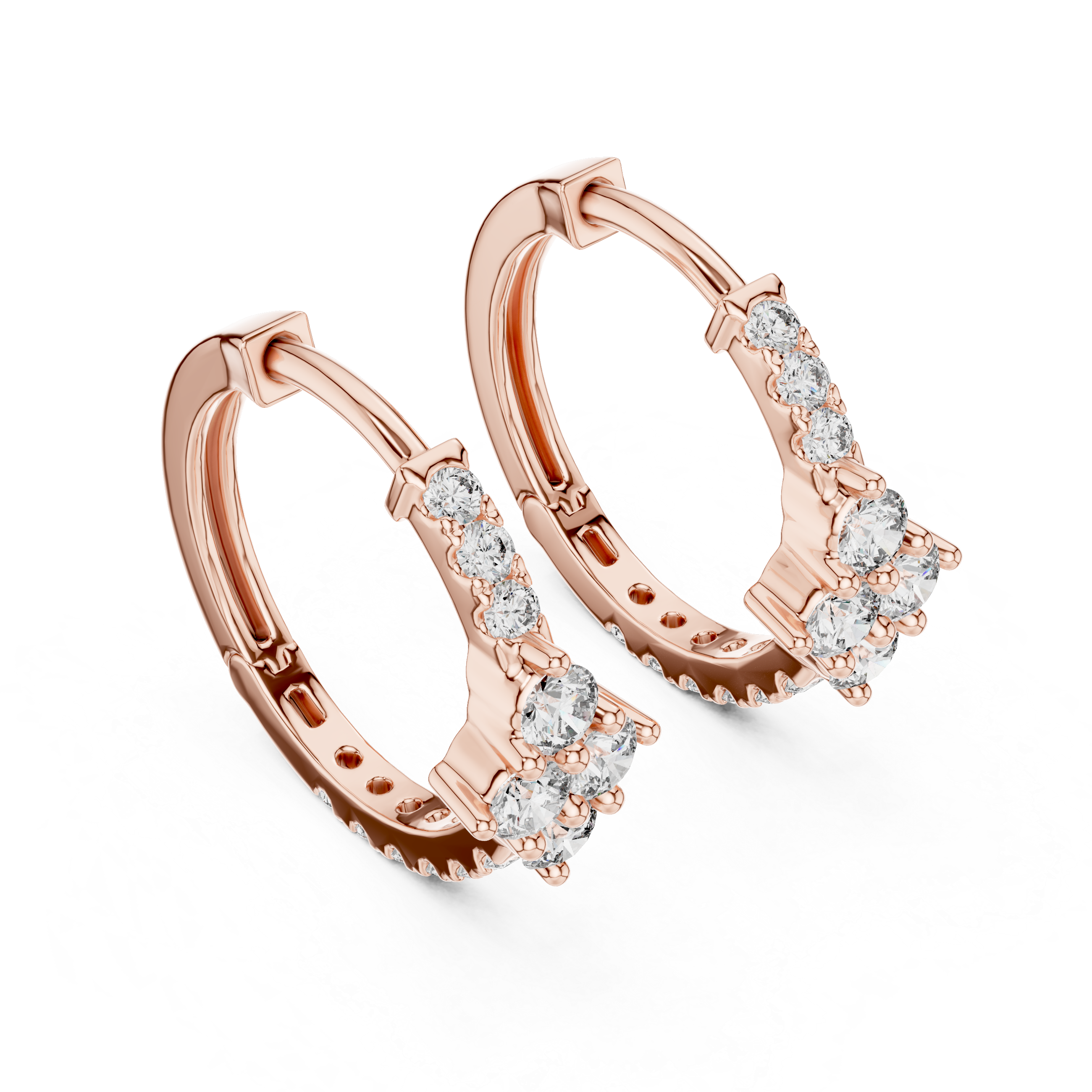Exquisite Rose Gold Hoop Earrings Adorned with Brilliant Diamond