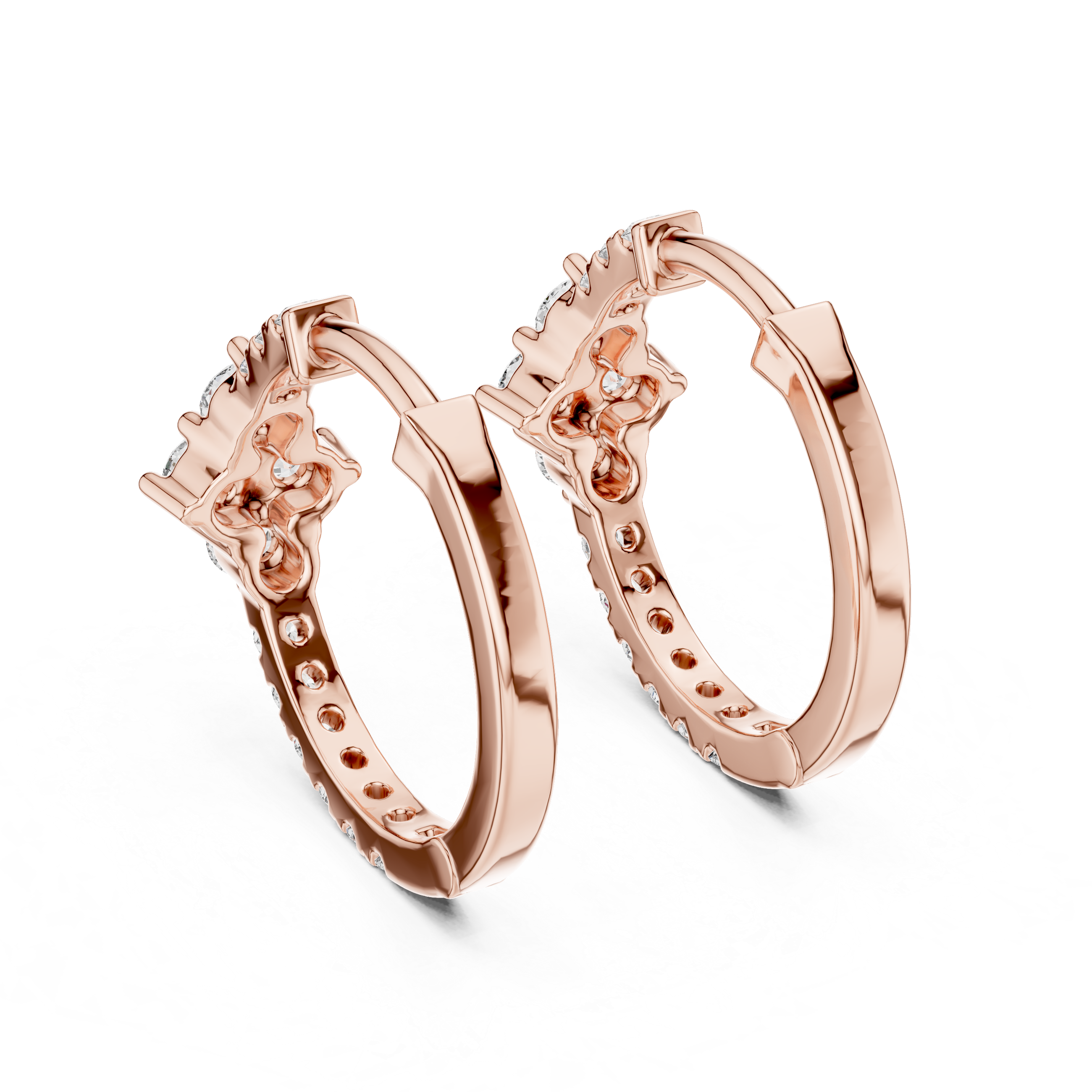 Exquisite Rose Gold Hoop Earrings Adorned with Brilliant Diamond