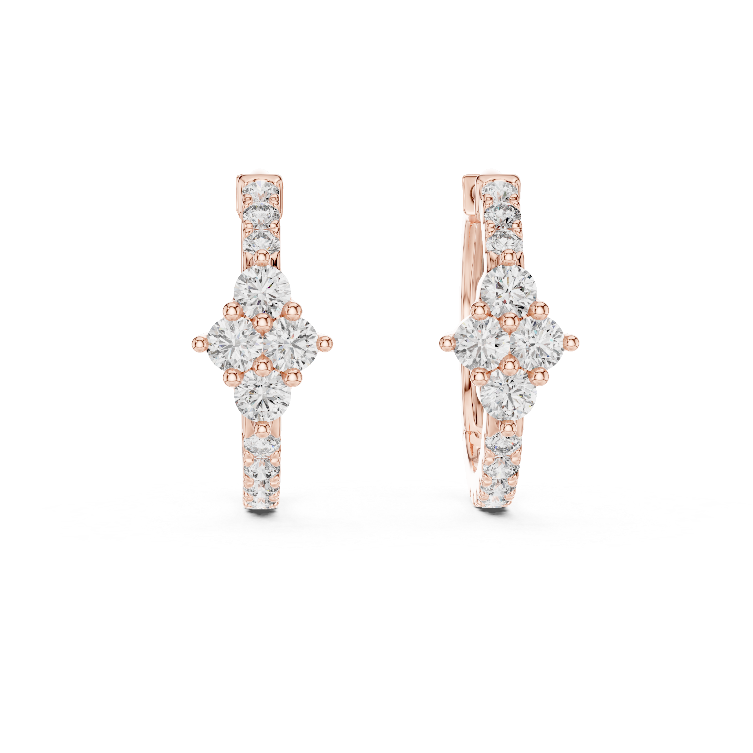 Exquisite Rose Gold Hoop Earrings Adorned with Brilliant Diamond