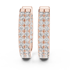 Rose gold diamond pave hoop earrings