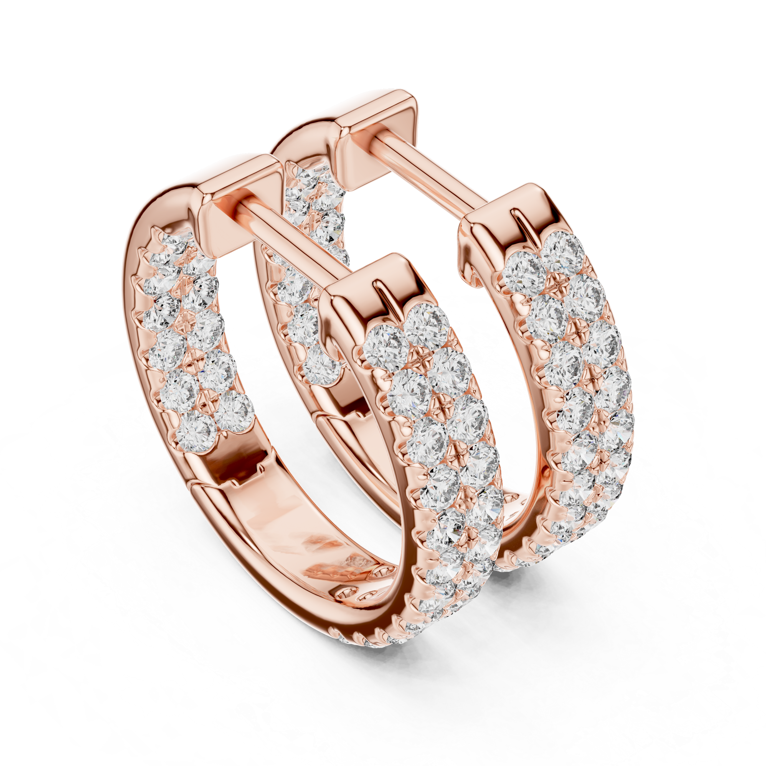 Rose gold diamond pave hoop earrings