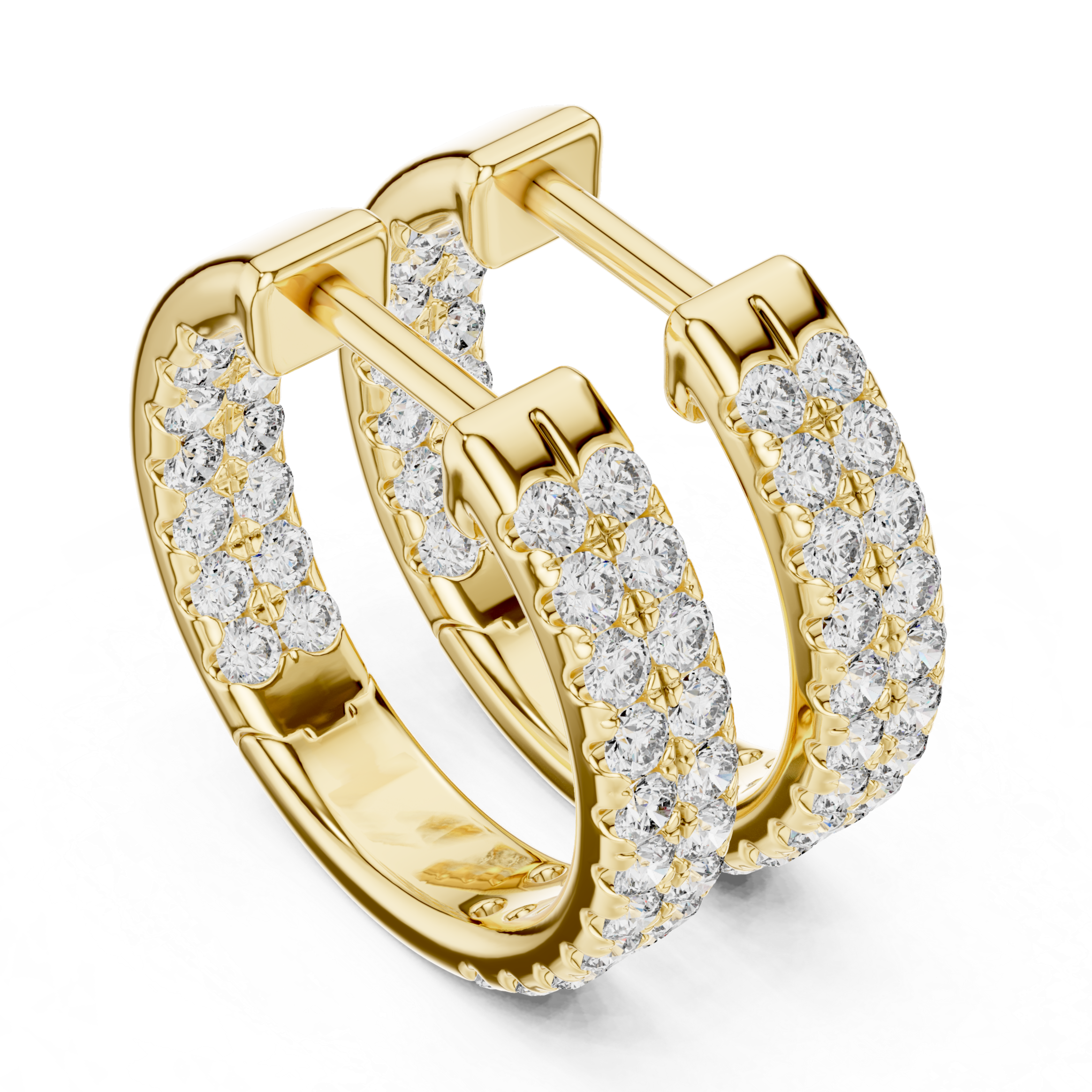 Rose gold diamond pave hoop earrings