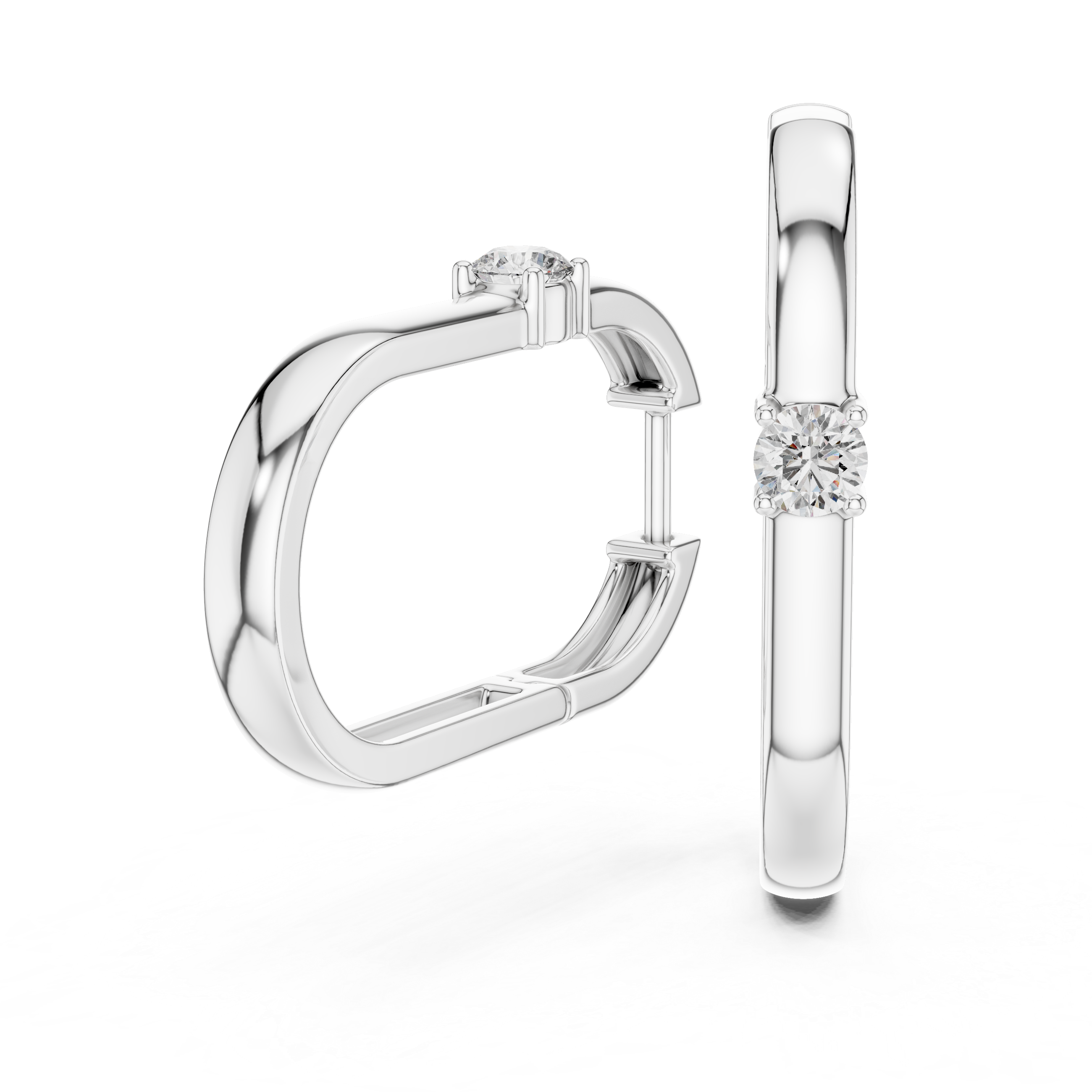 Radiant Embrace: Rose Gold Hoops with Sparkling Solitaire Diamonds