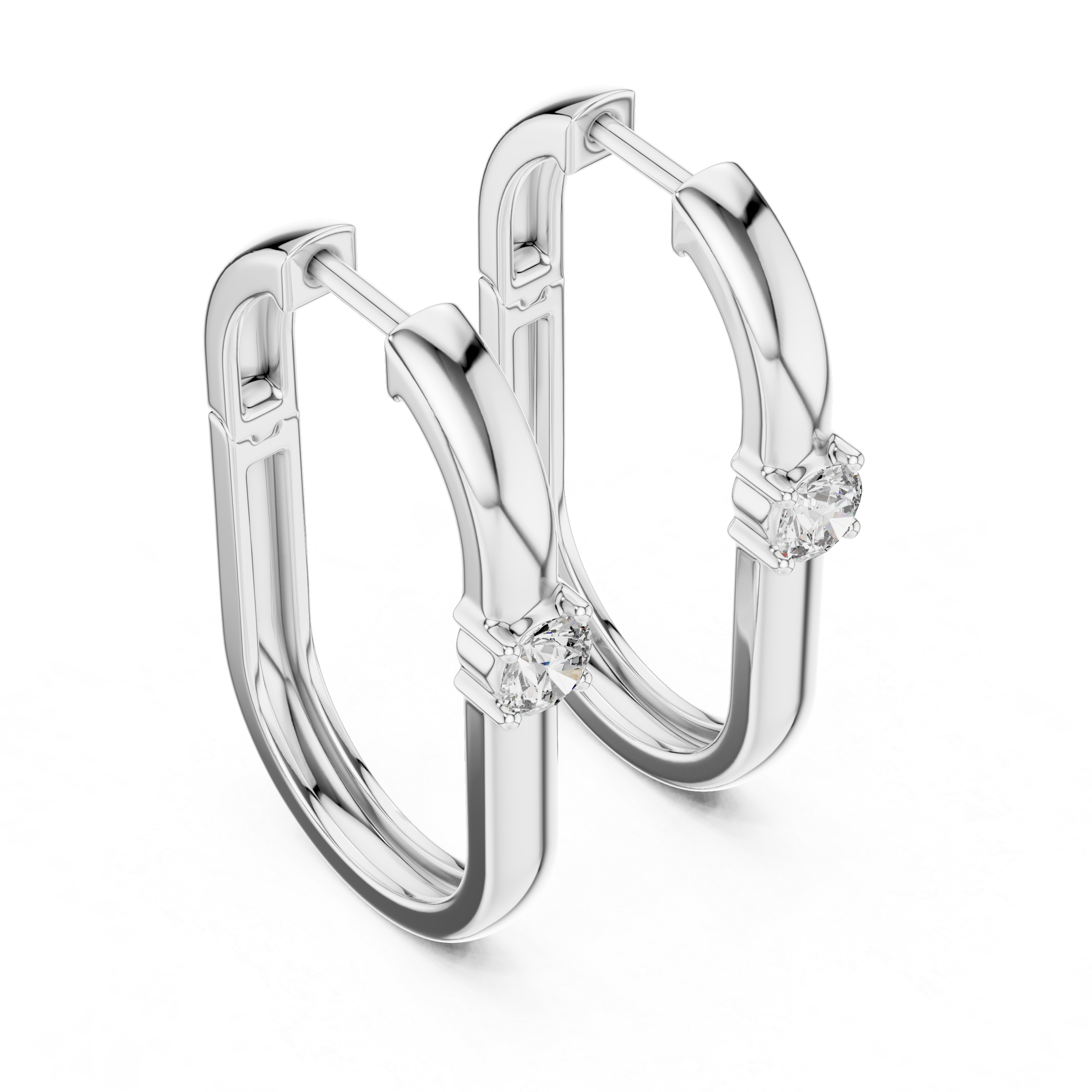 Radiant Embrace: Rose Gold Hoops with Sparkling Solitaire Diamonds