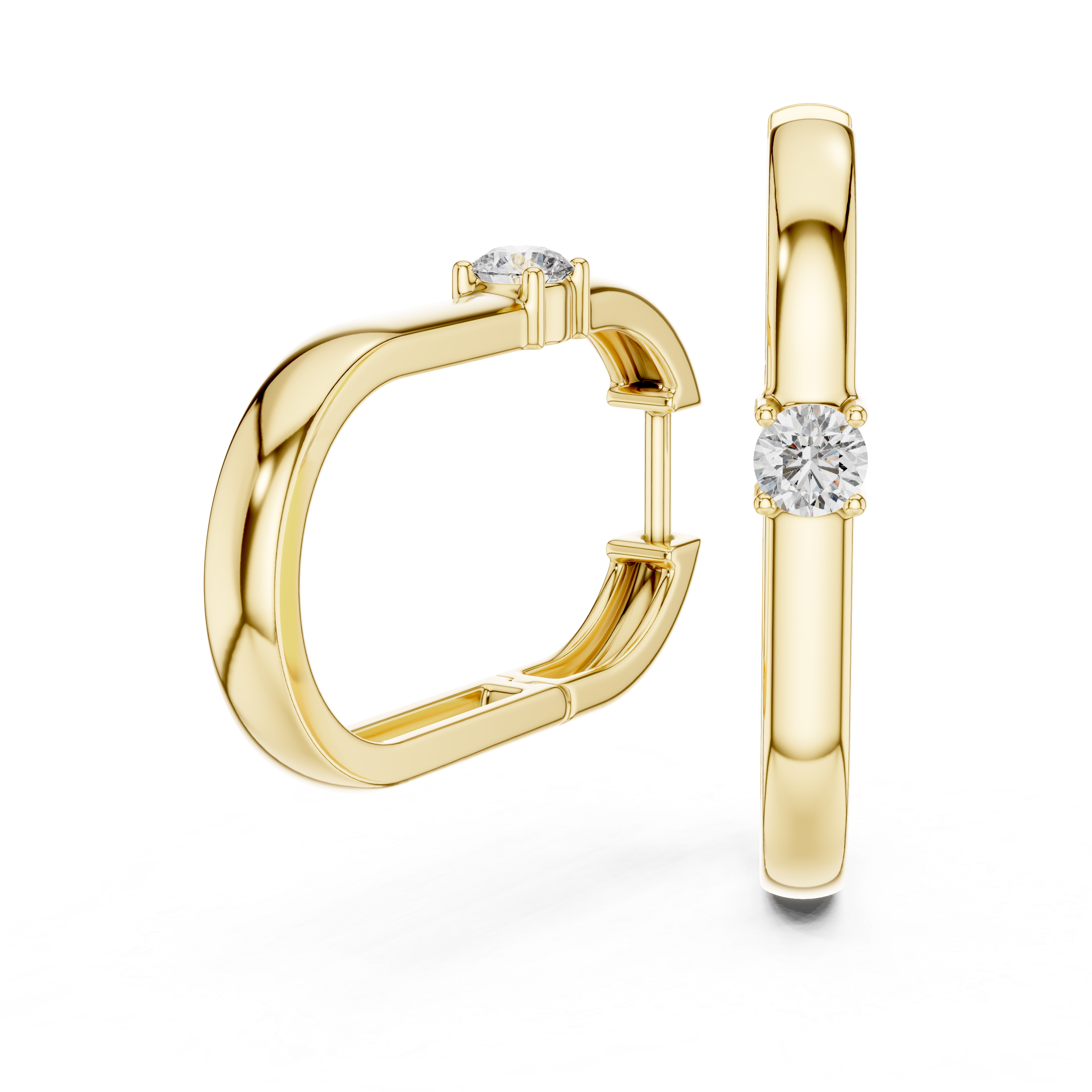 Radiant Embrace: Rose Gold Hoops with Sparkling Solitaire Diamonds