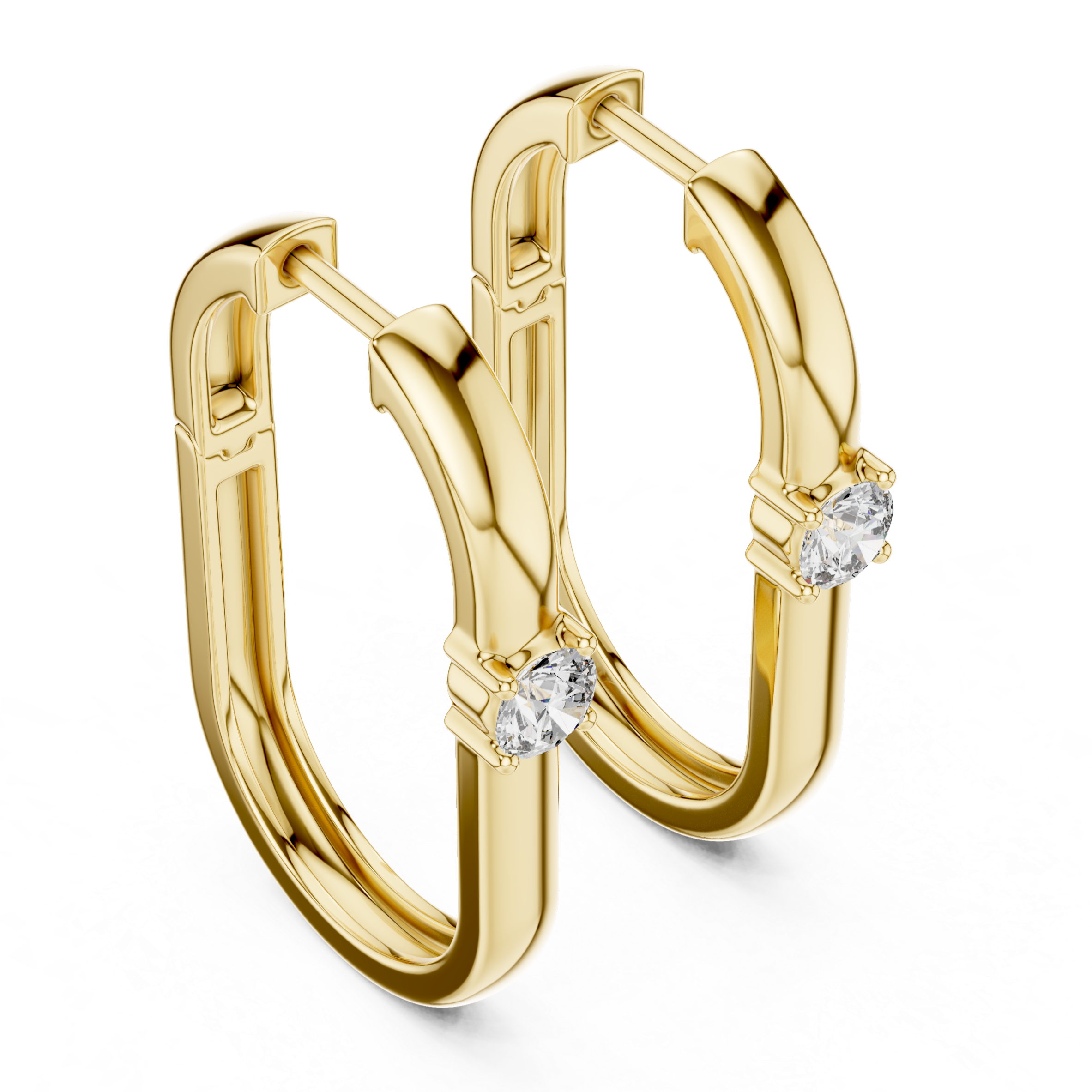 Radiant Embrace: Rose Gold Hoops with Sparkling Solitaire Diamonds
