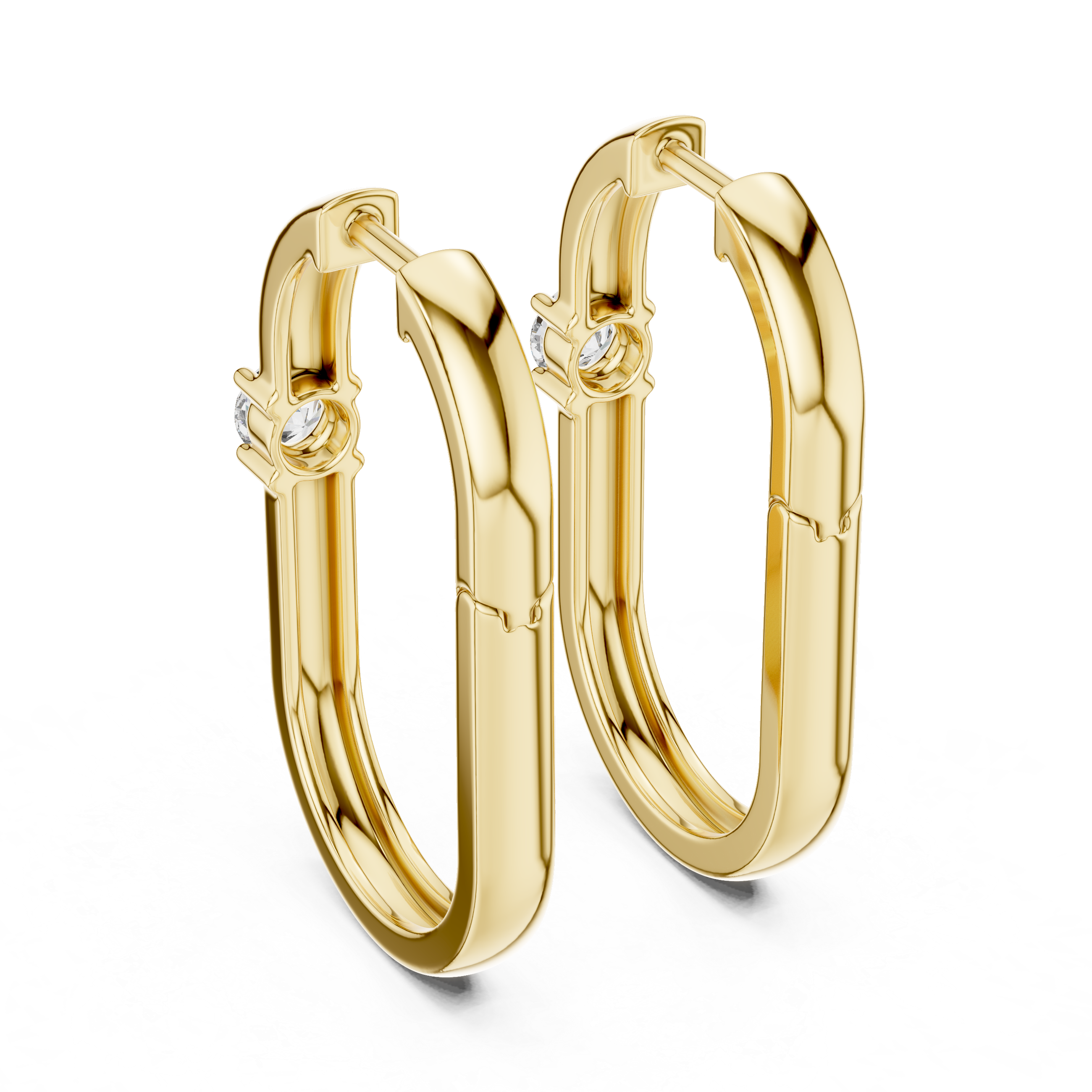 Radiant Embrace: Rose Gold Hoops with Sparkling Solitaire Diamonds