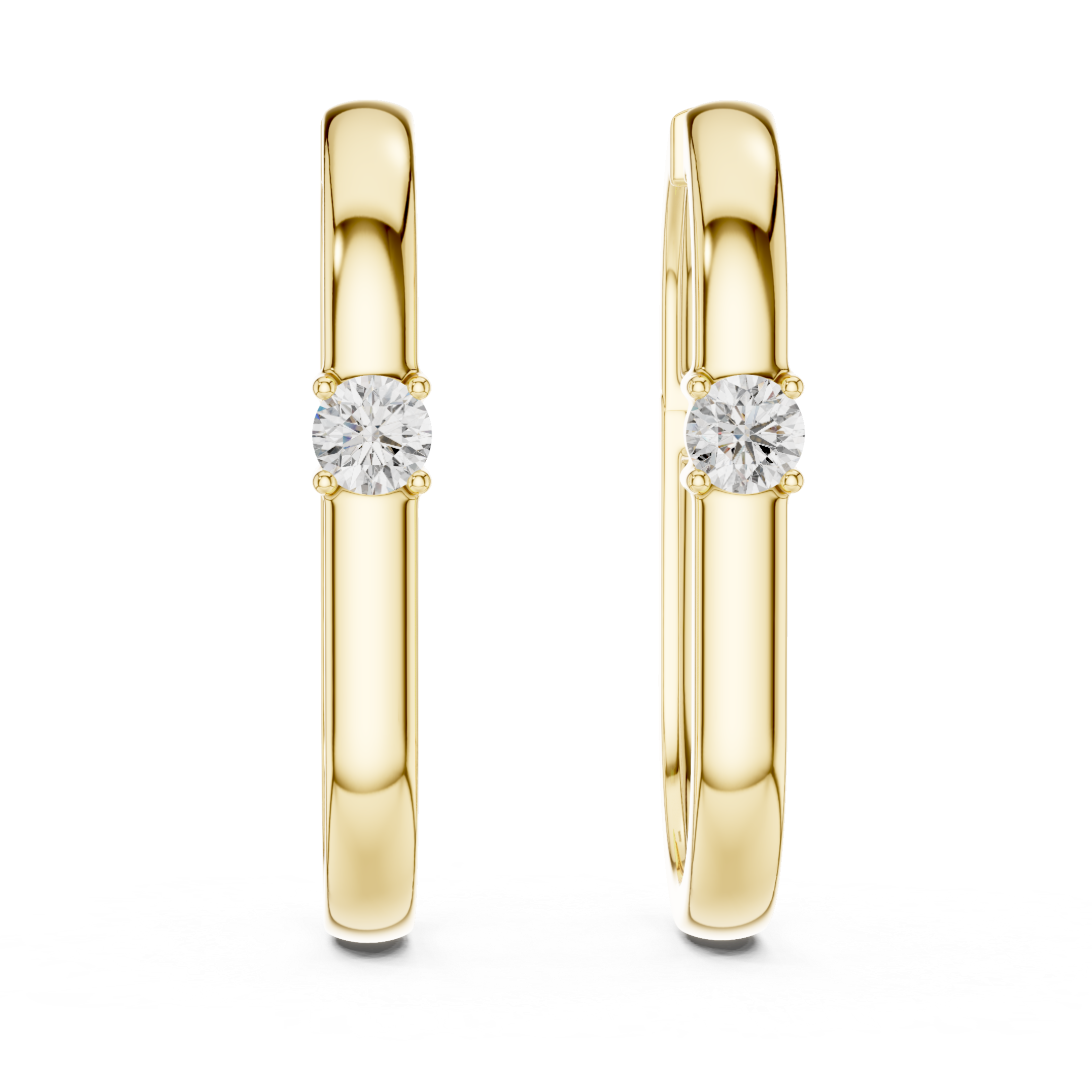 Radiant Embrace: Rose Gold Hoops with Sparkling Solitaire Diamonds