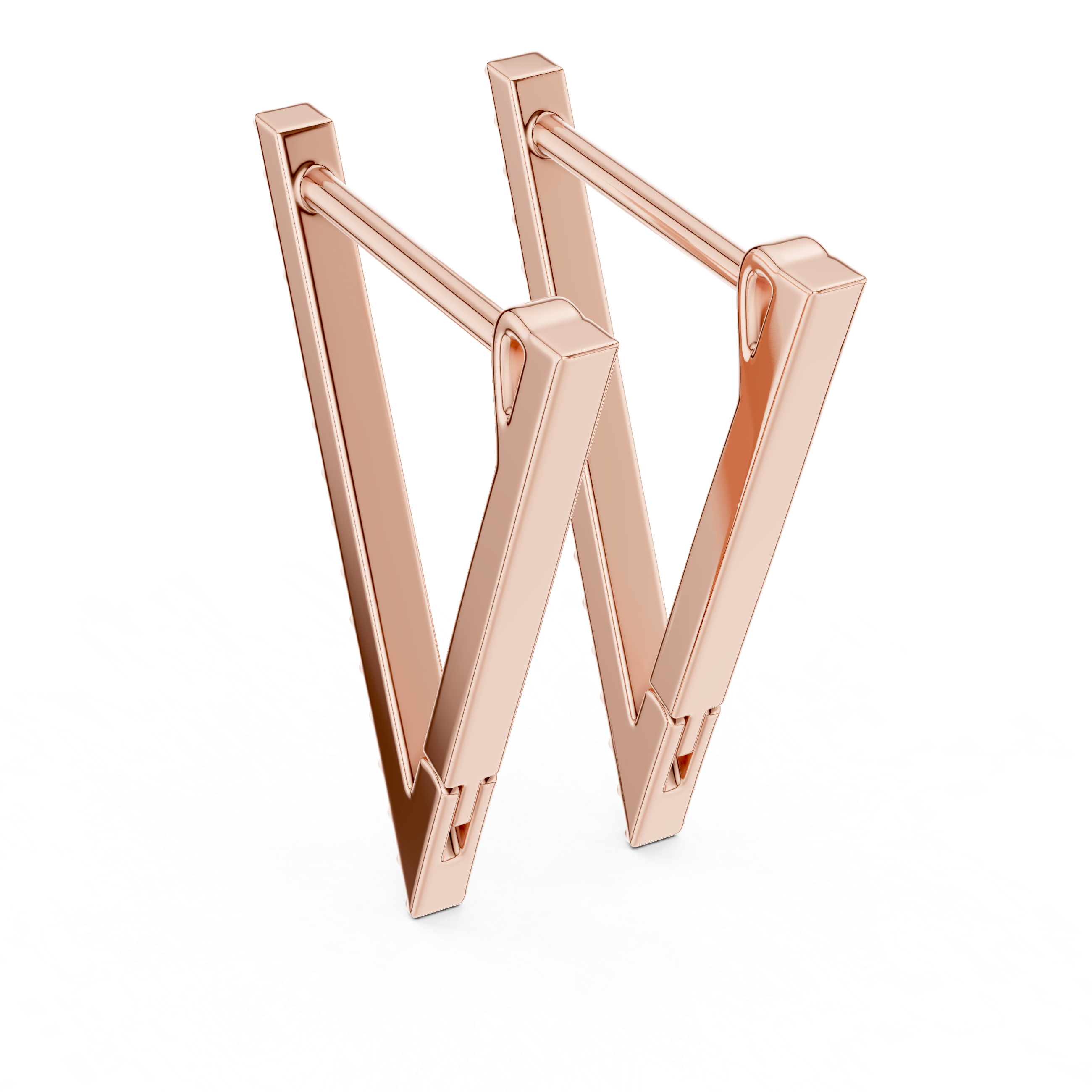 Elegant Geometric Diamond-Encrusted Rose Gold Earrings