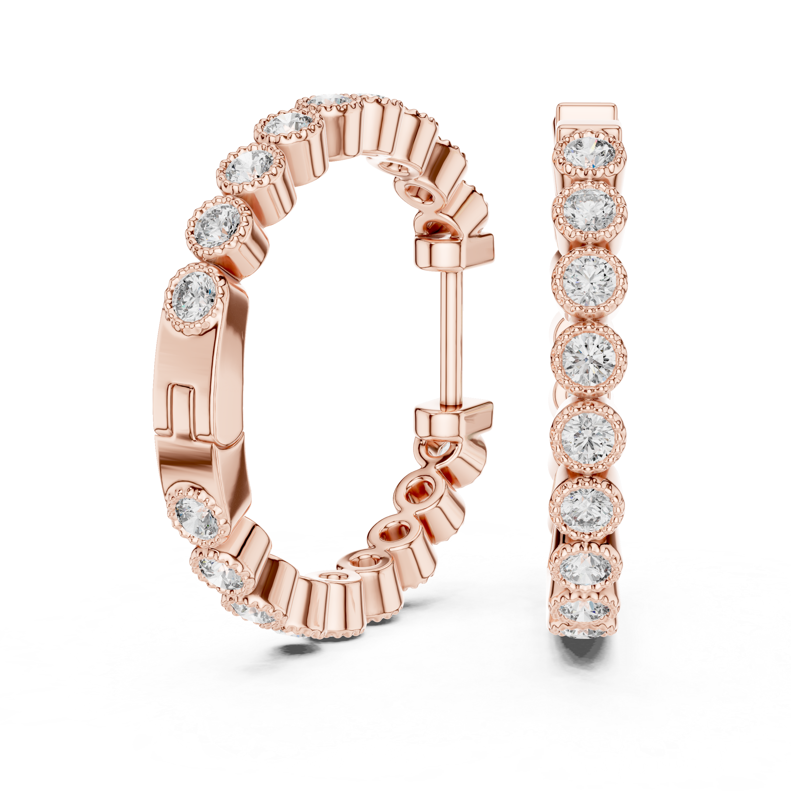 Rose Gold Diamond Hoop Earrings