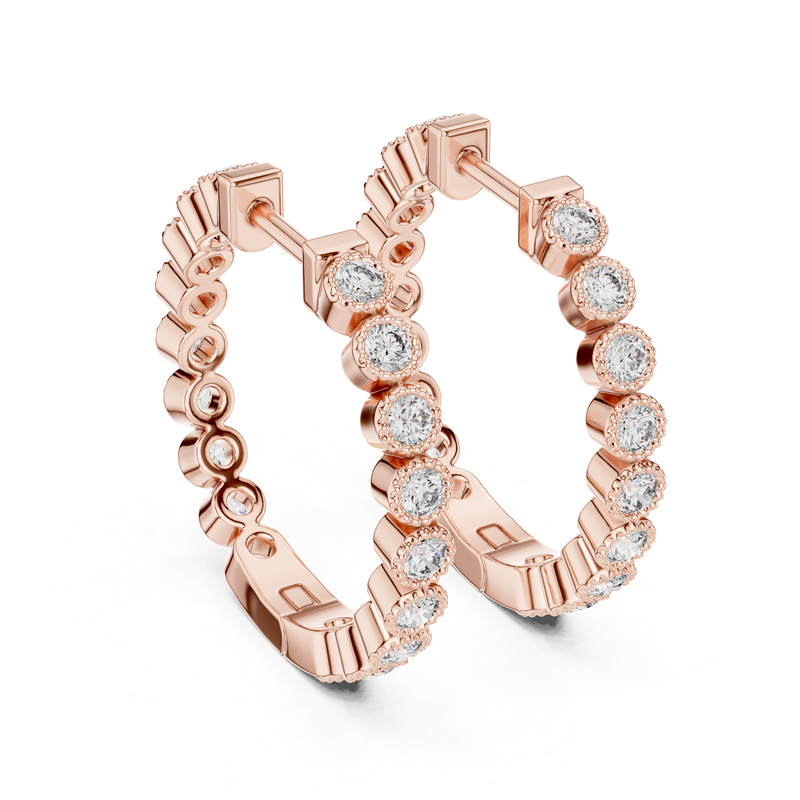 Rose Gold Diamond Hoop Earrings