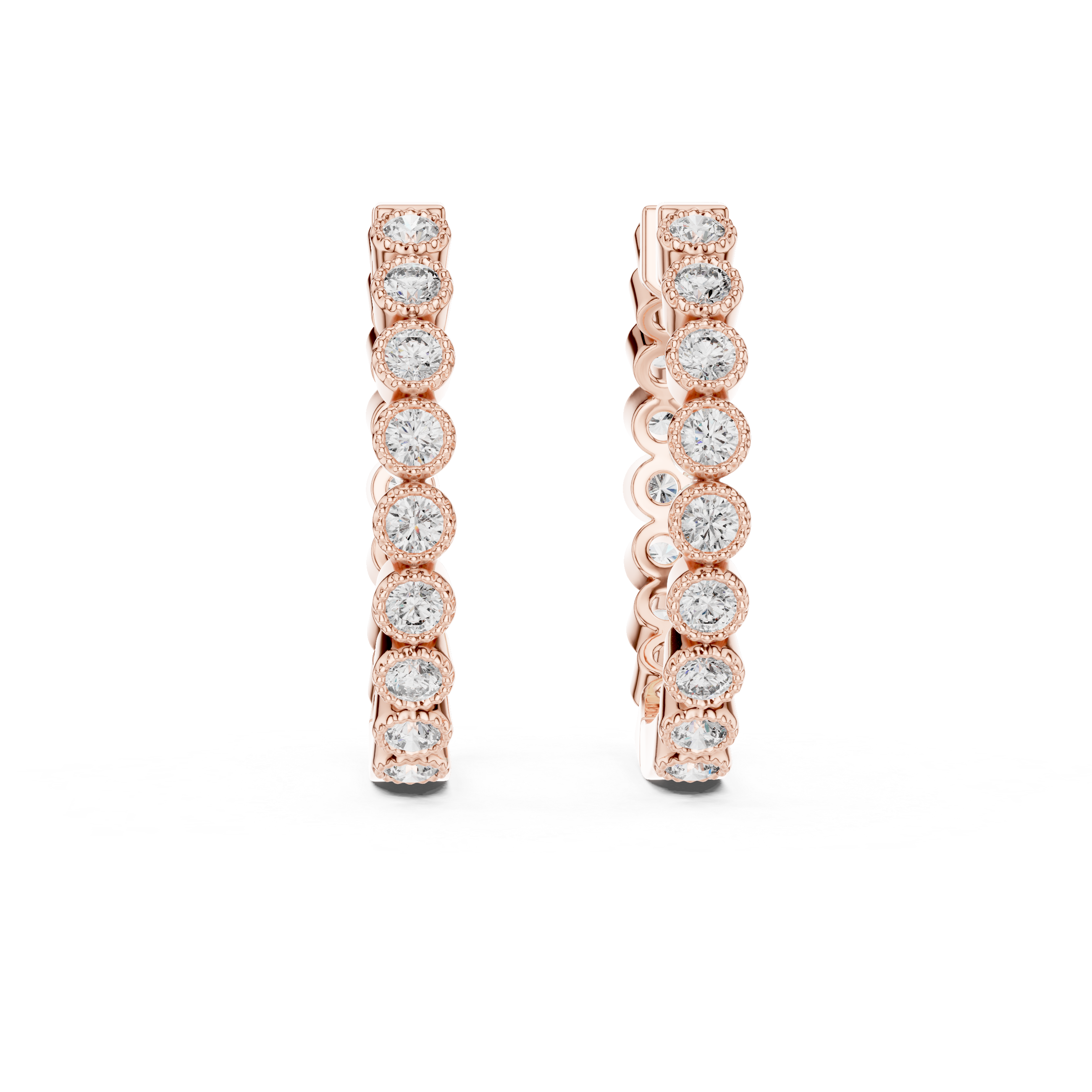 Rose Gold Diamond Hoop Earrings