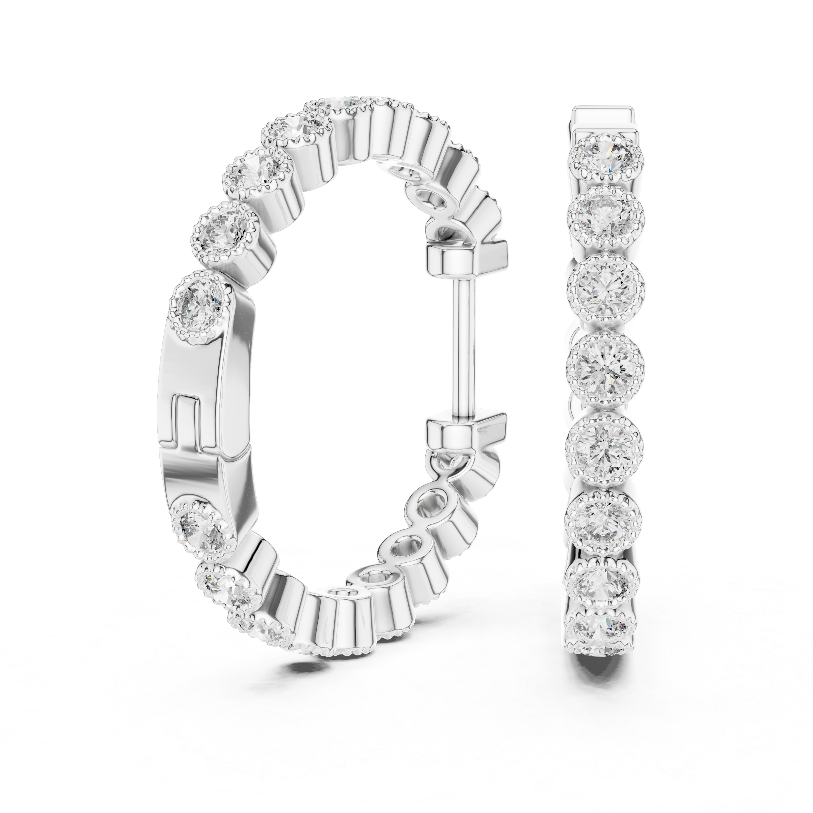 Rose Gold Diamond Hoop Earrings