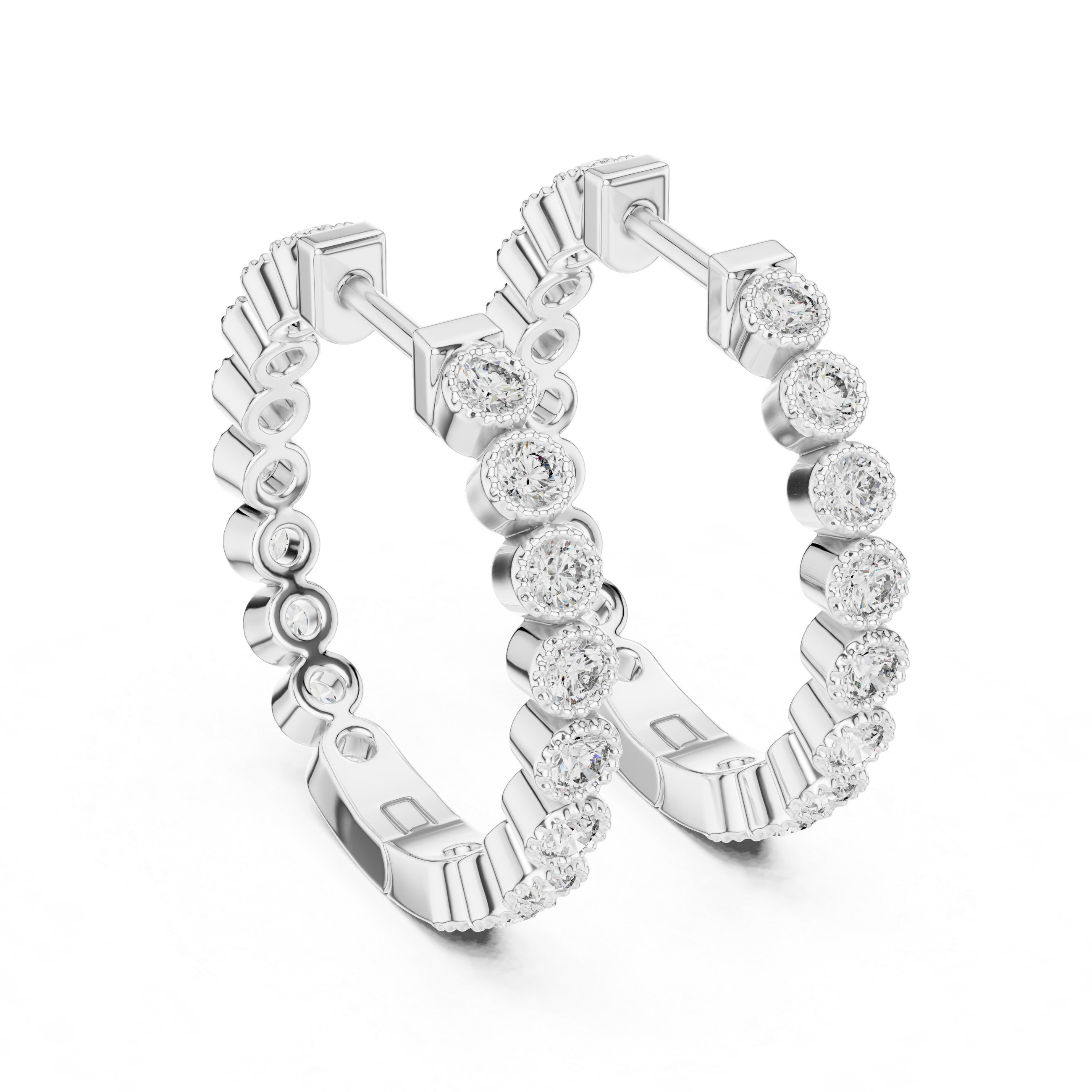 Rose Gold Diamond Hoop Earrings
