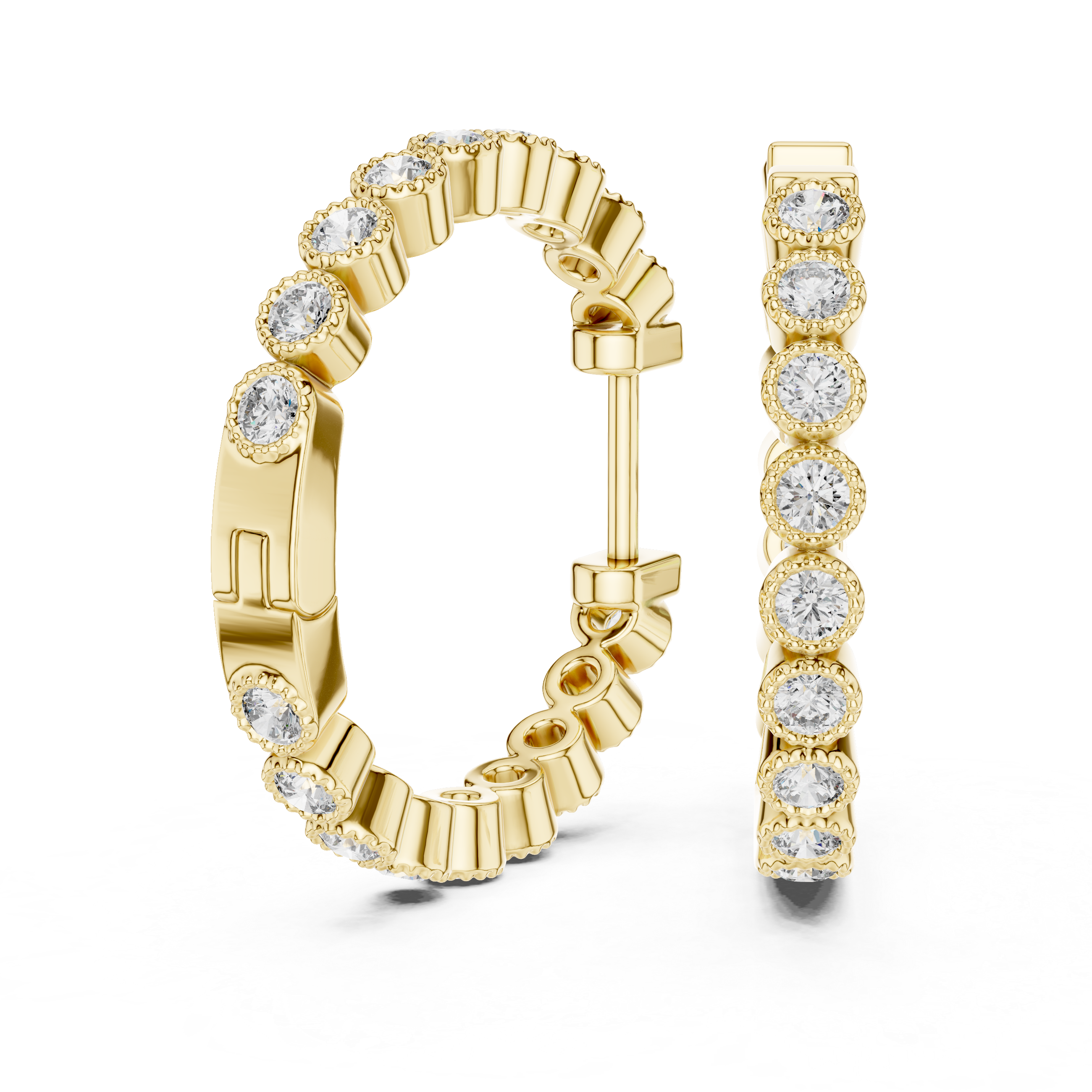 Rose Gold Diamond Hoop Earrings
