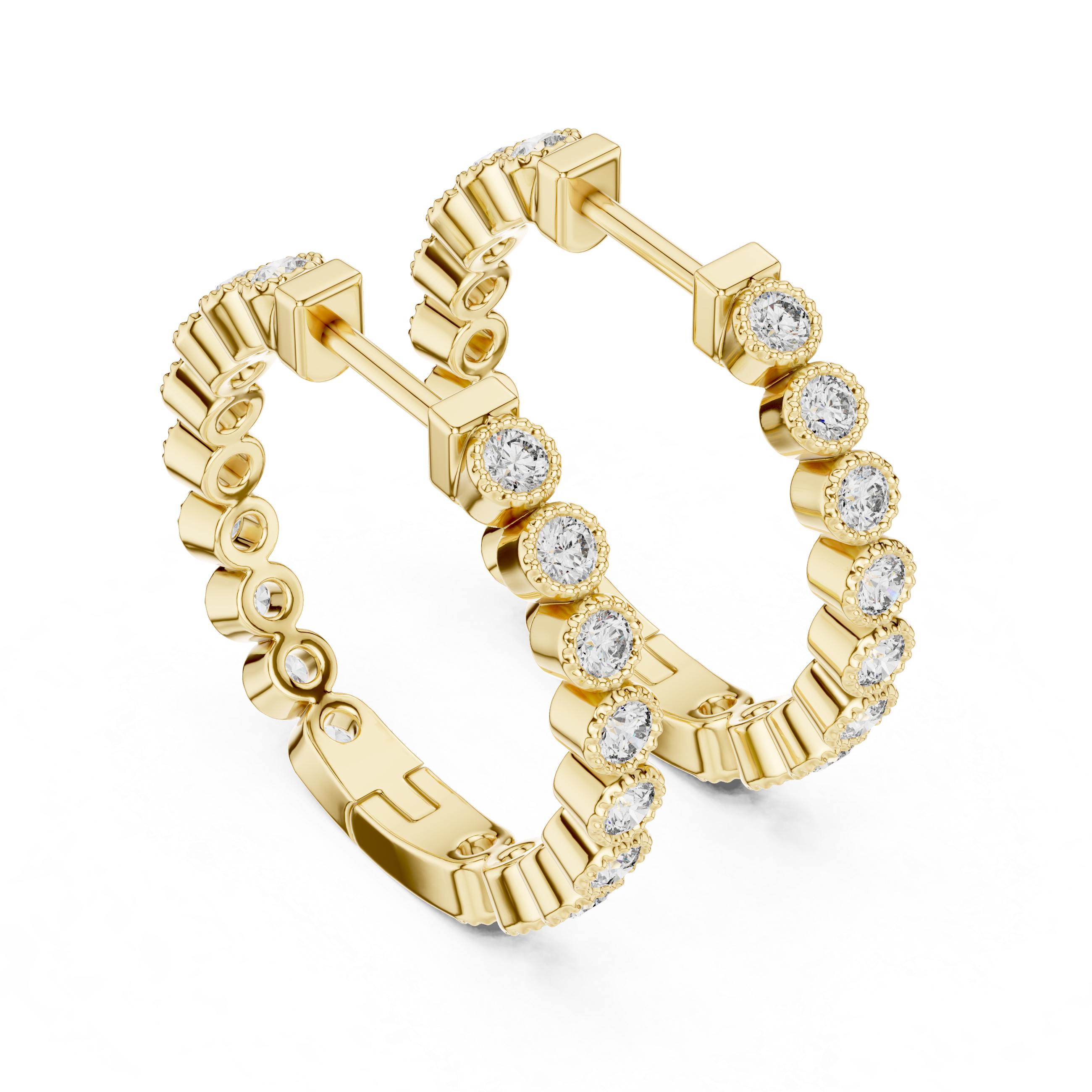 Rose Gold Diamond Hoop Earrings