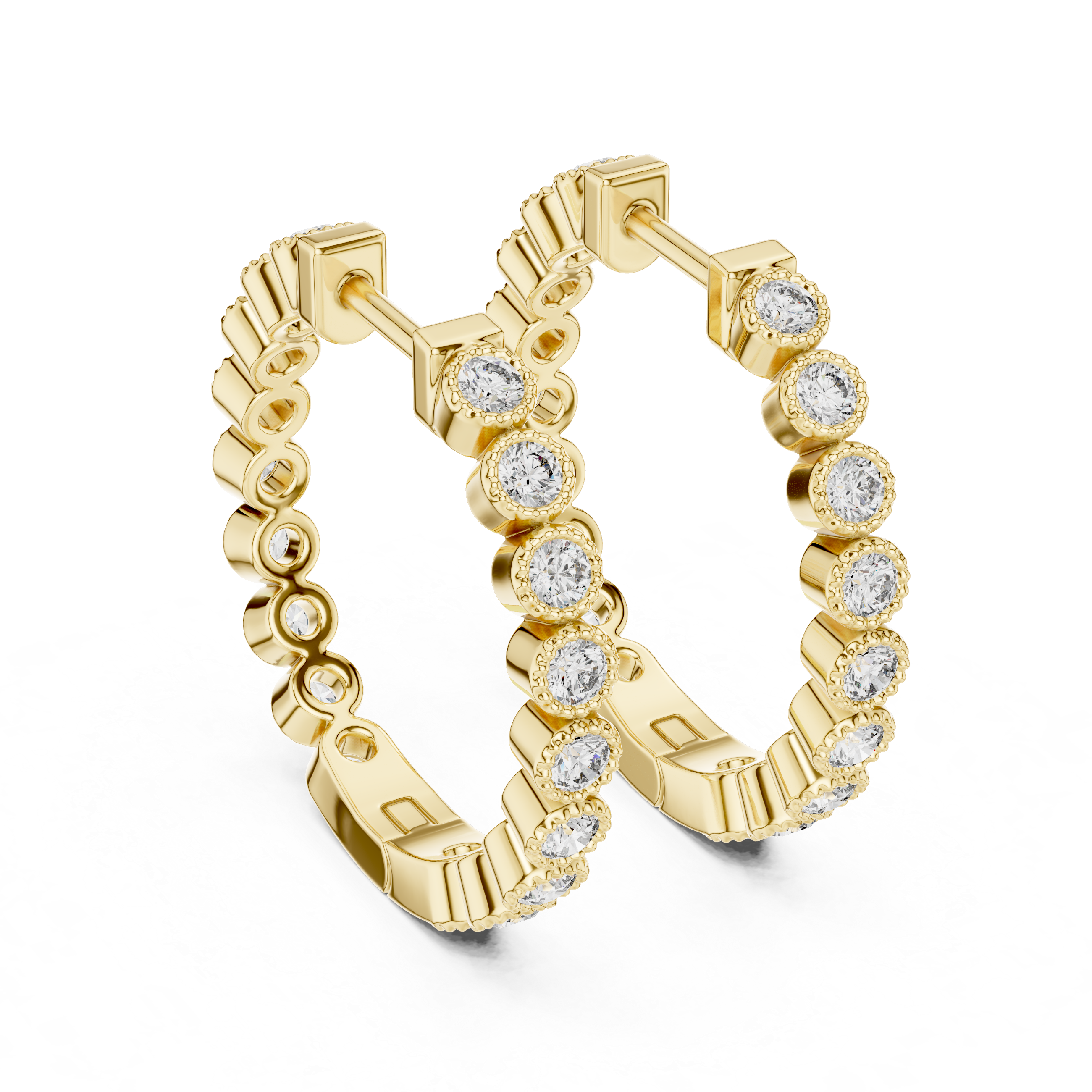 Rose Gold Diamond Hoop Earrings