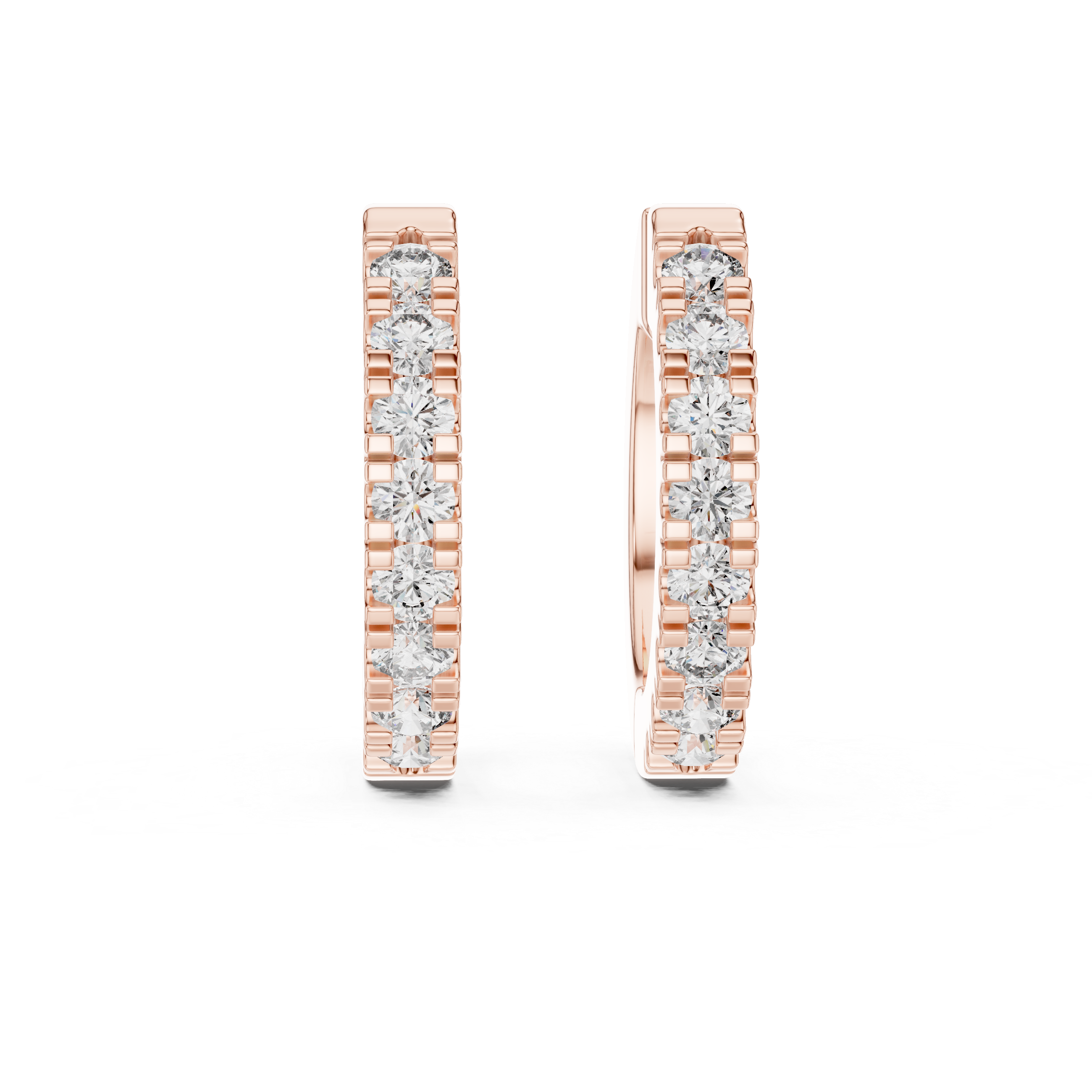 Rose Gold Diamond Huggie Hoop Earrings