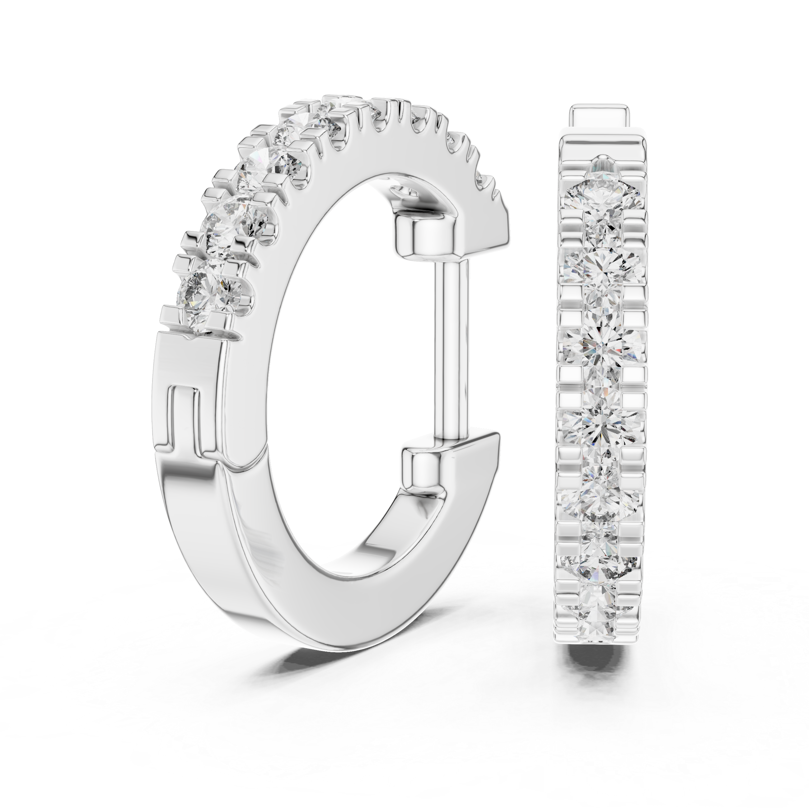 Rose Gold Diamond Huggie Hoop Earrings