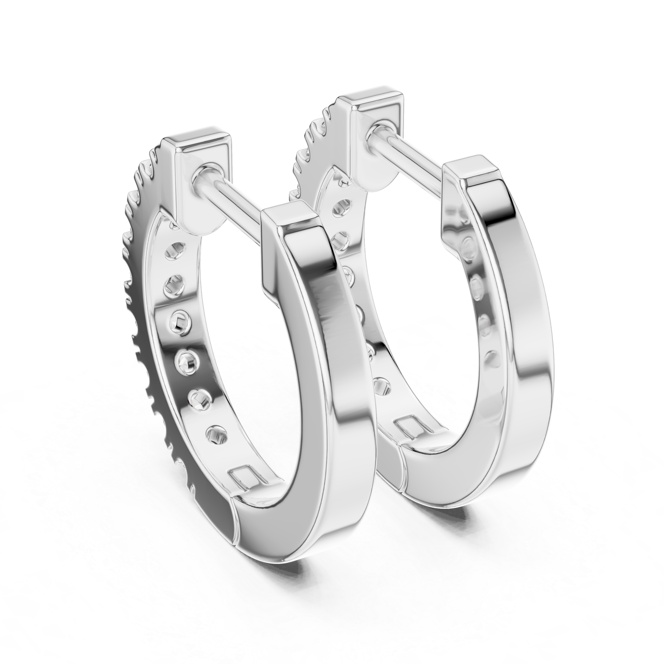 Rose Gold Diamond Huggie Hoop Earrings