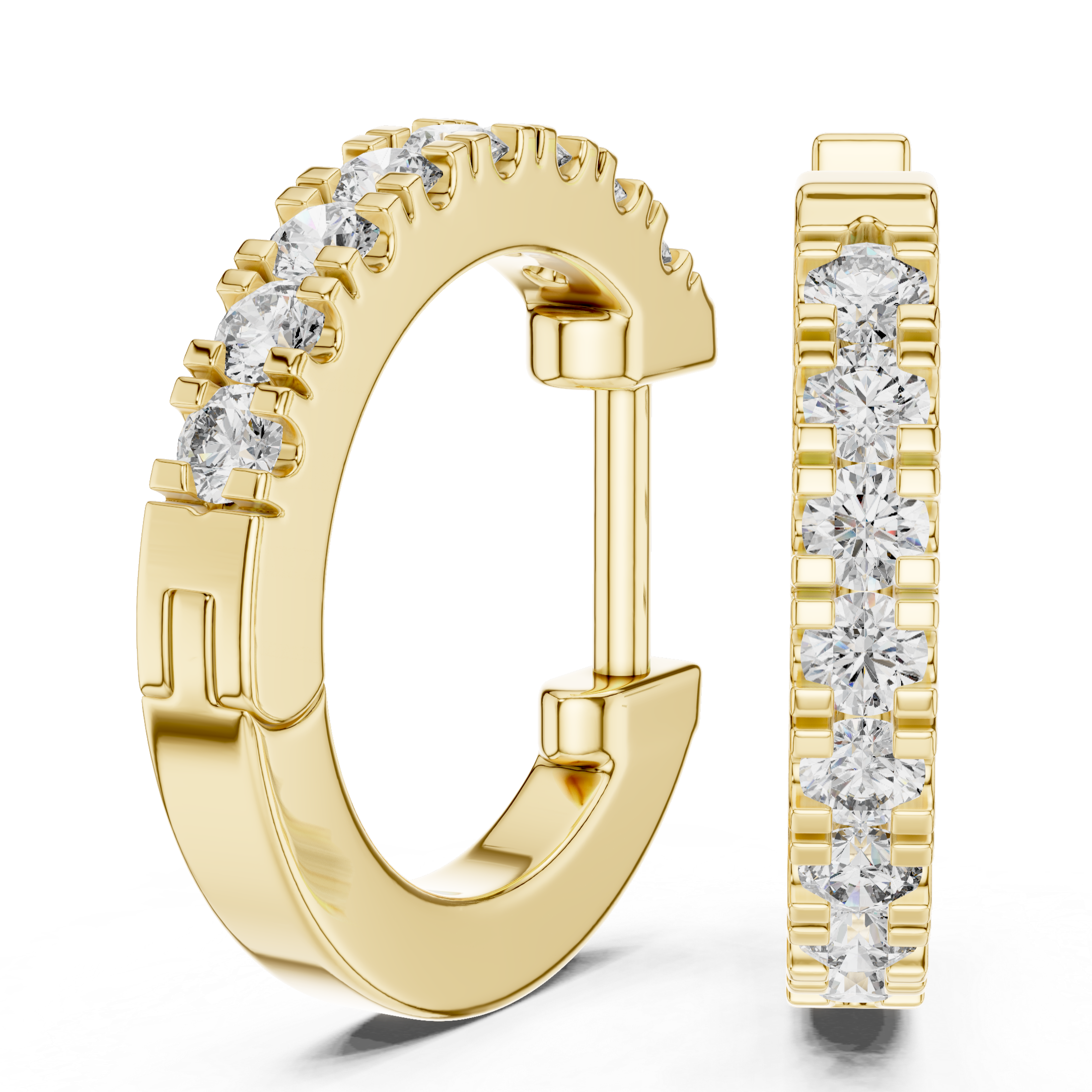 Rose Gold Diamond Huggie Hoop Earrings