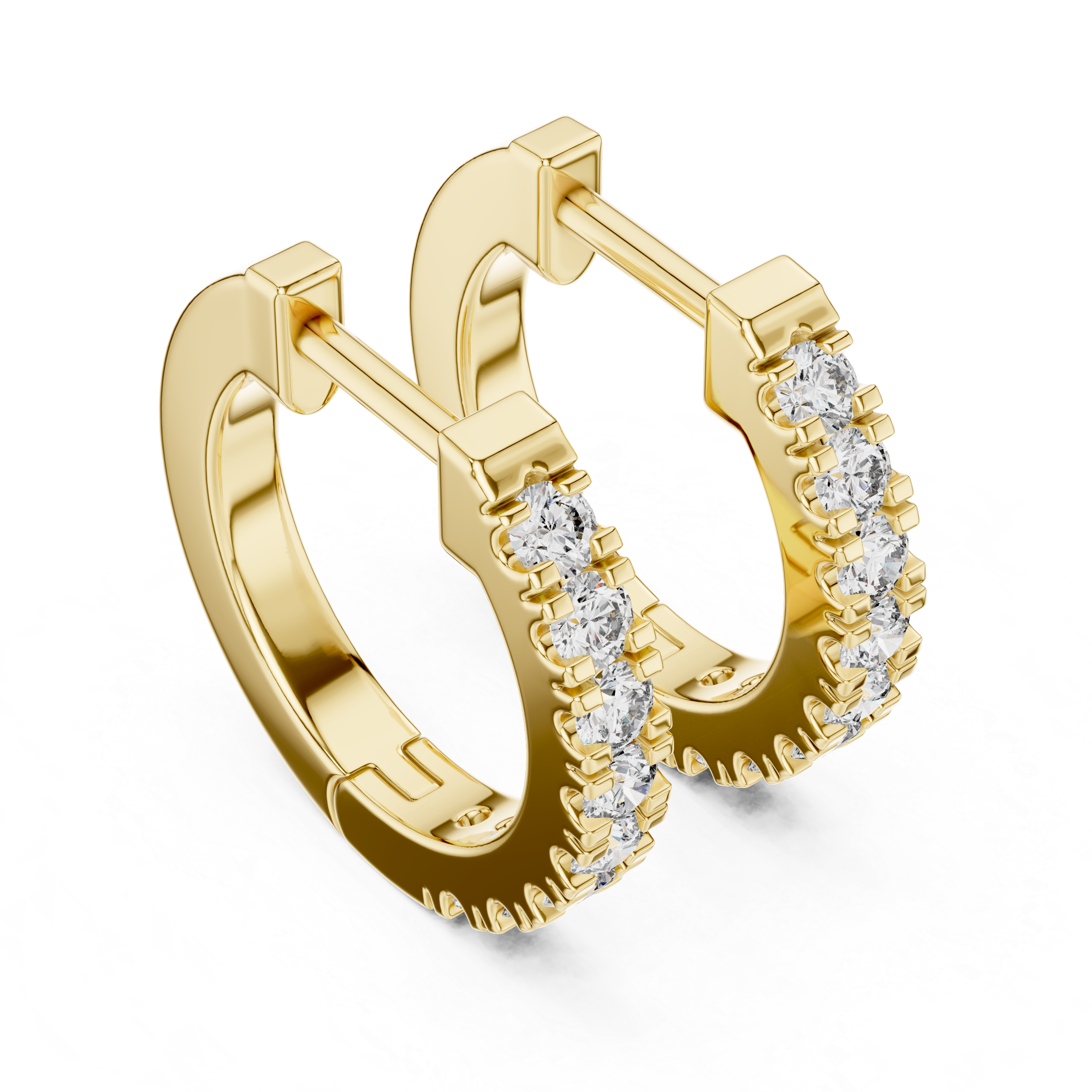 Rose Gold Diamond Huggie Hoop Earrings