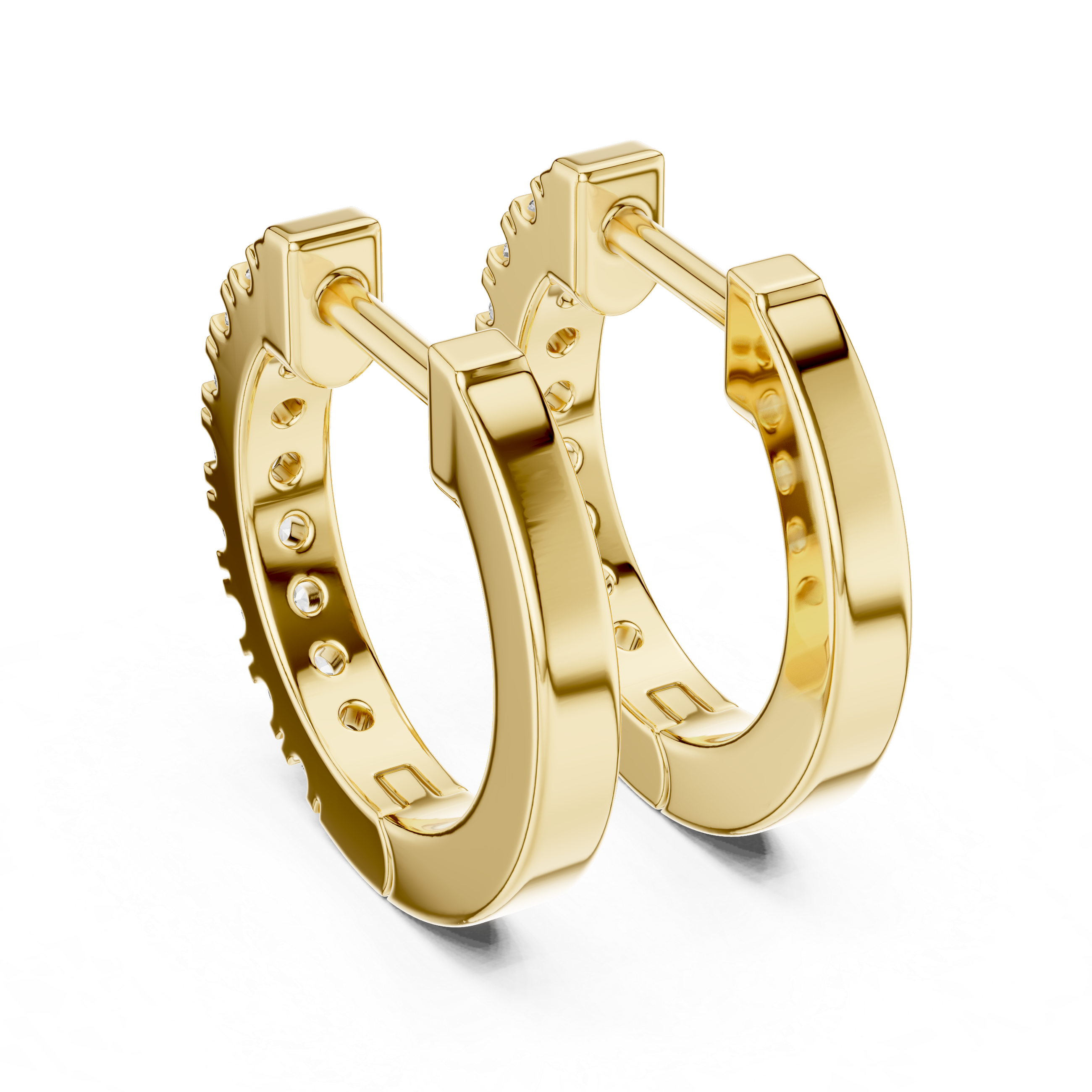 Rose Gold Diamond Huggie Hoop Earrings