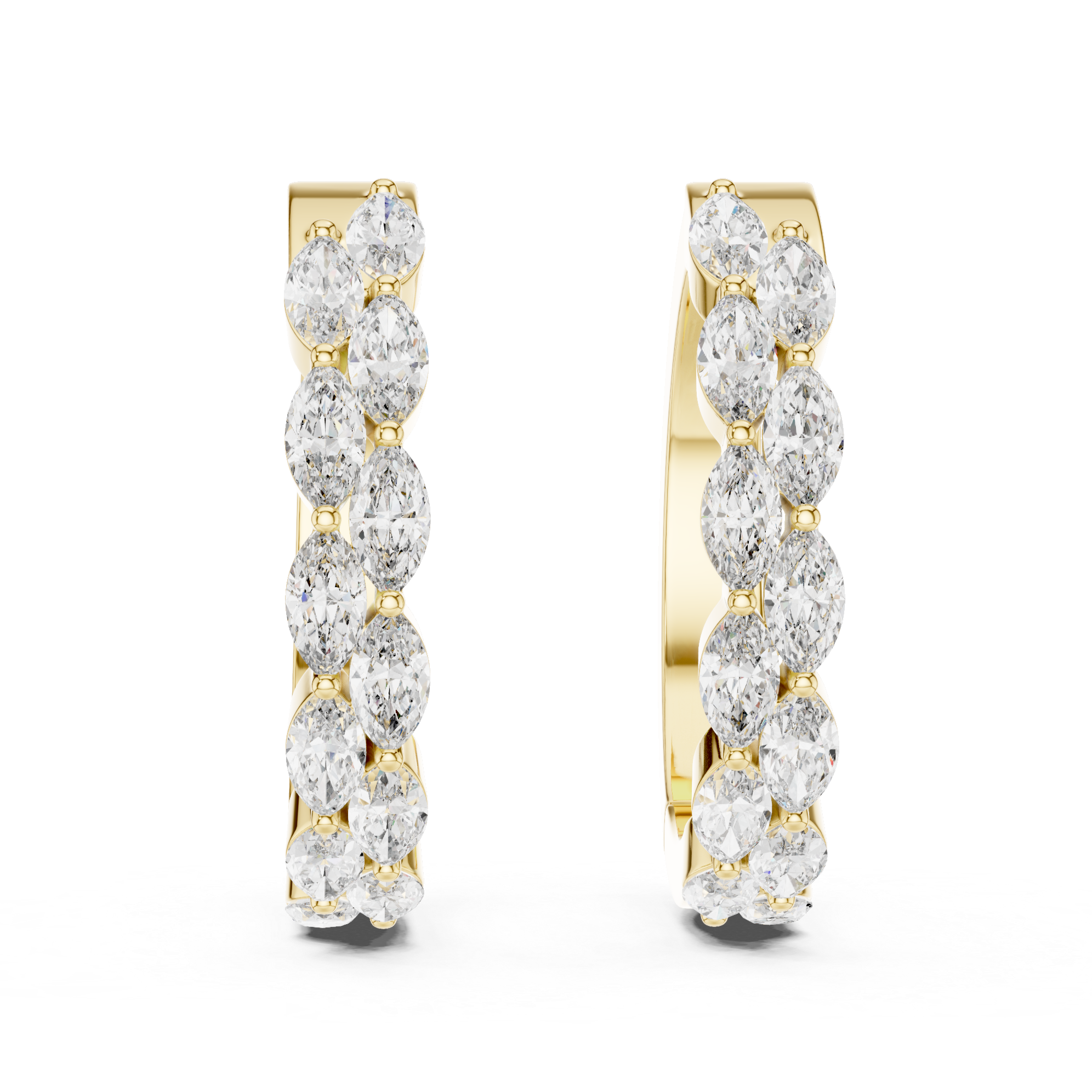 Elegant Rose Gold Marquise Diamond Hoop Earrings