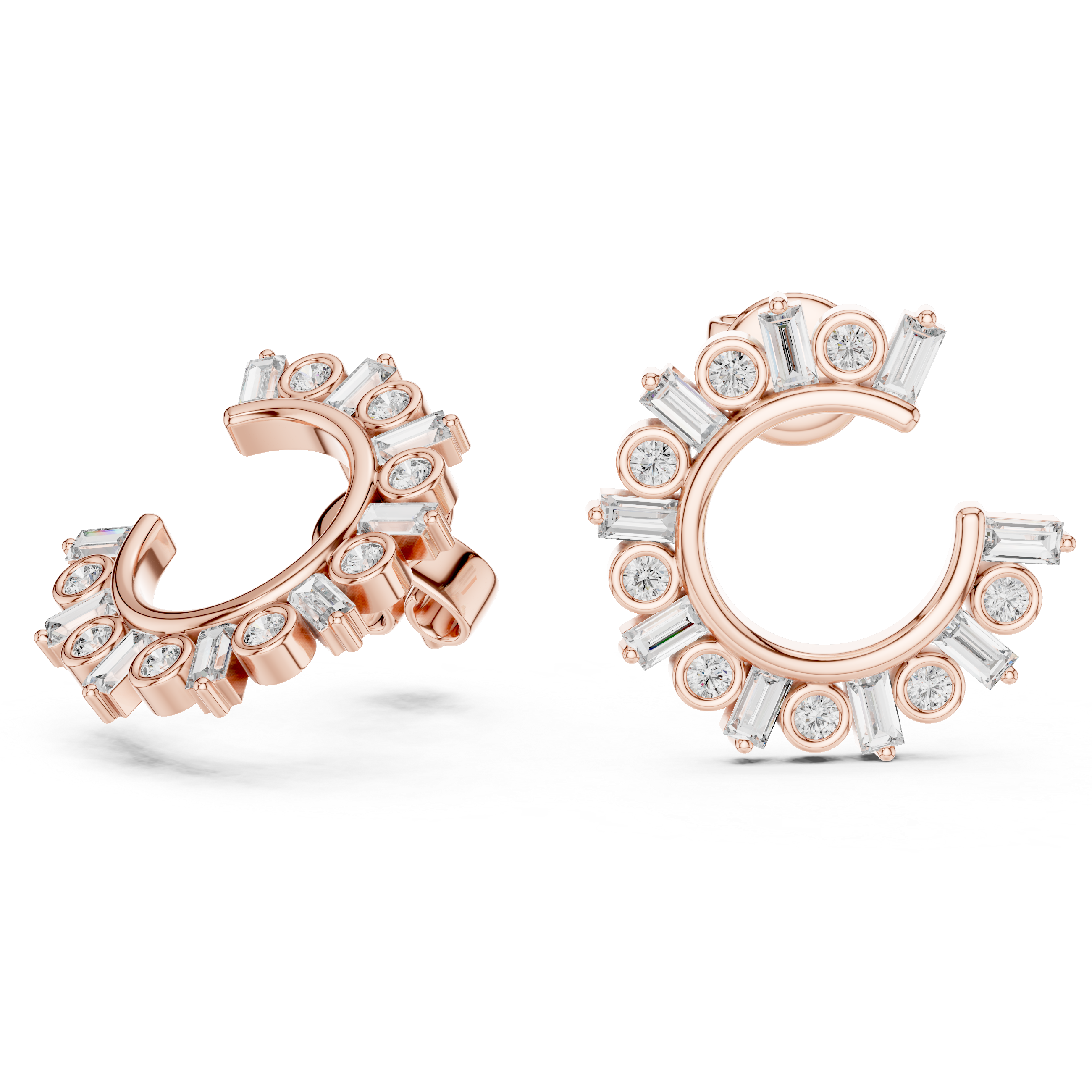 Radiant Rose Gold Diamond Hoop Earrings
