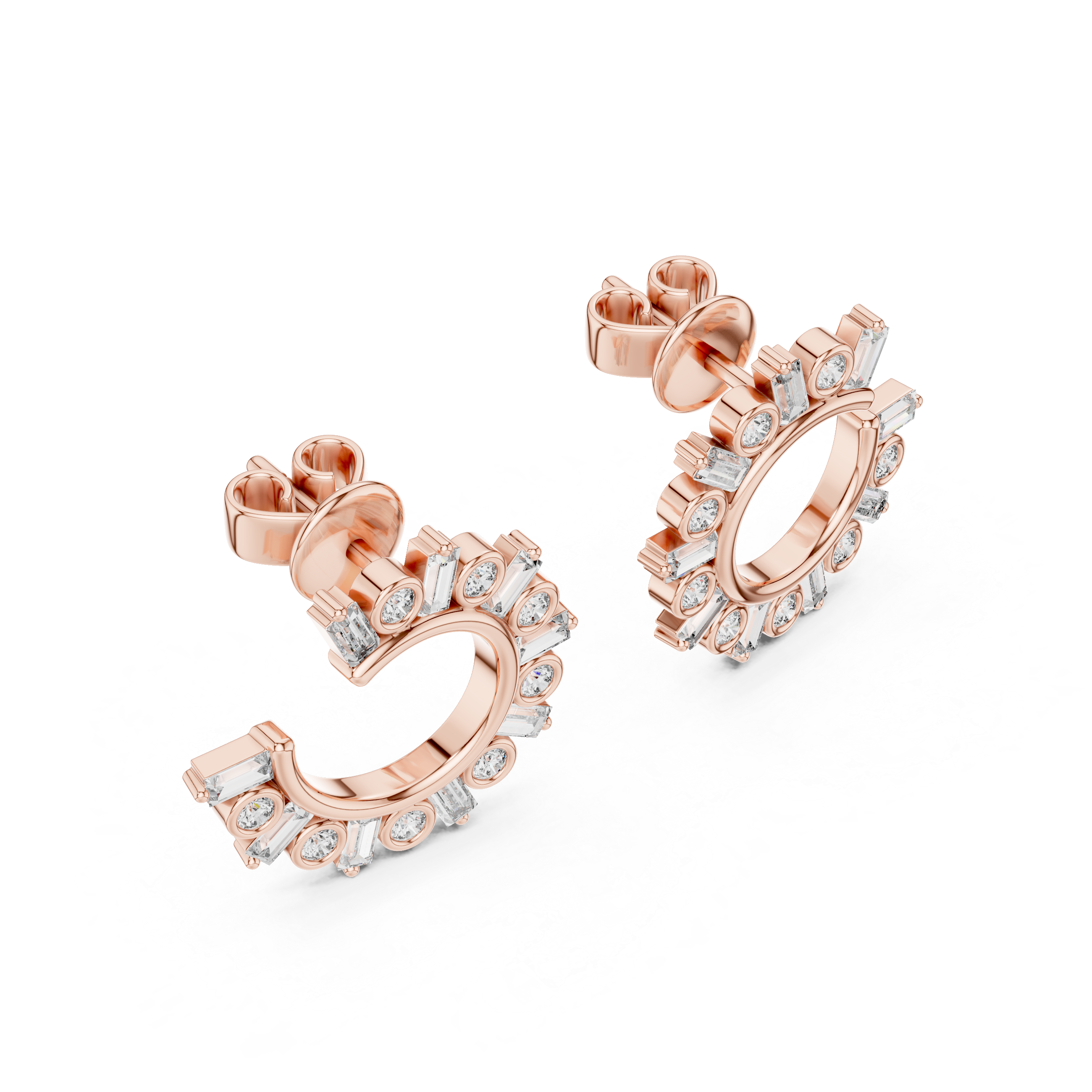 Radiant Rose Gold Diamond Hoop Earrings