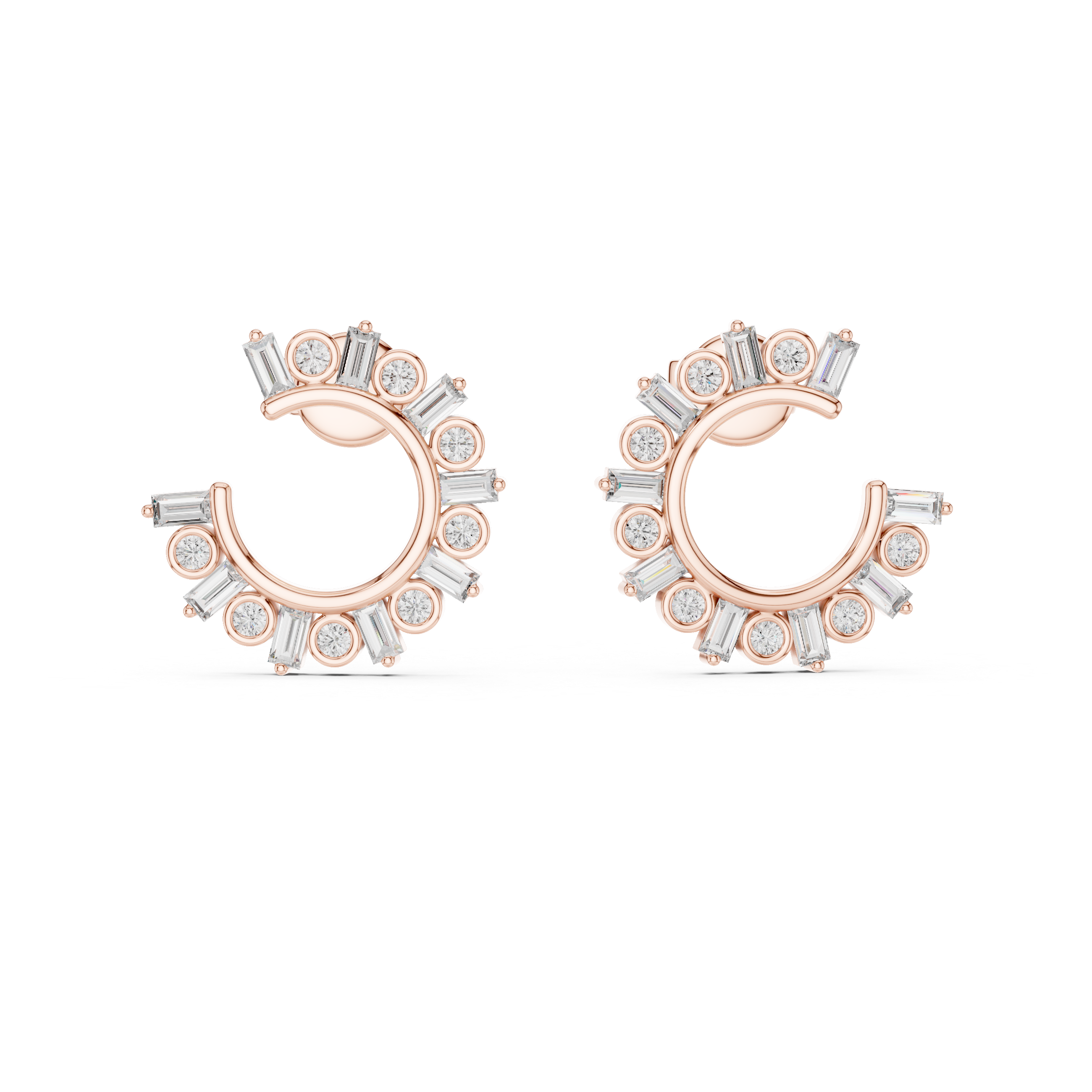 Radiant Rose Gold Diamond Hoop Earrings