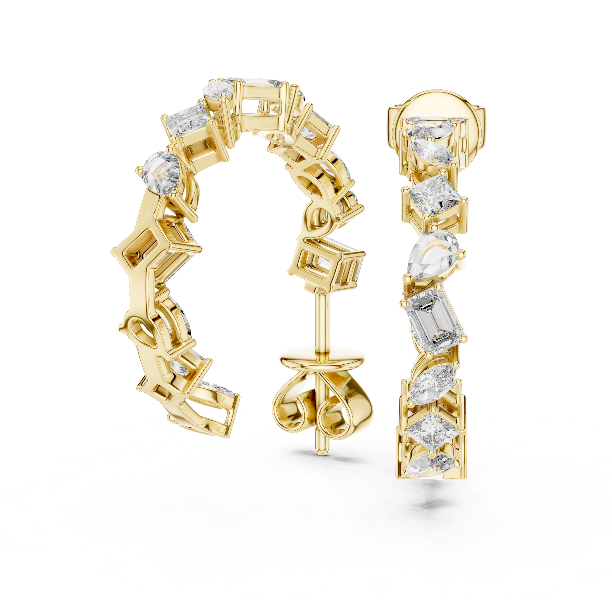 Elegant Rose Gold Hoop Earrings with Mixed-Cut Diamonds