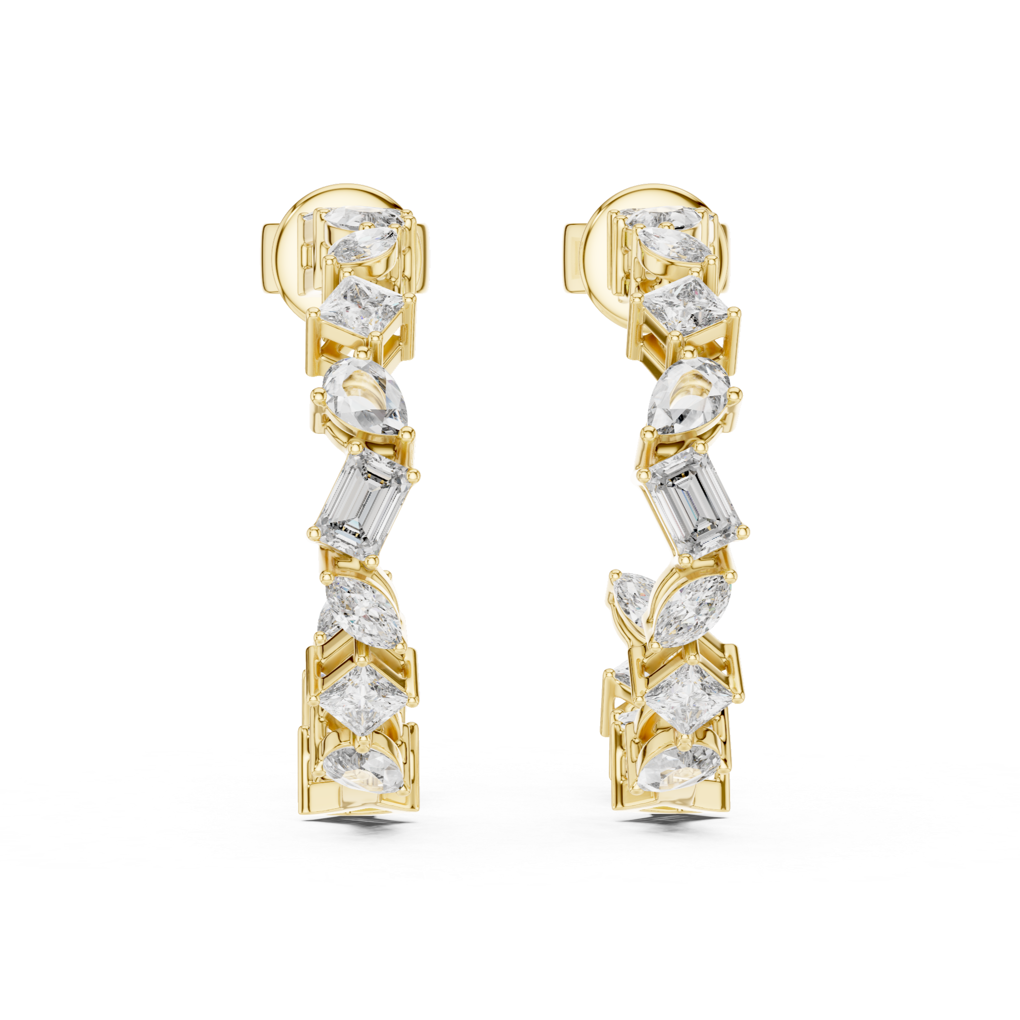 Elegant Rose Gold Hoop Earrings with Mixed-Cut Diamonds