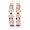Rose gold hoop earrings with bezel-set round diamonds