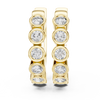 Rose gold hoop earrings with bezel-set round diamonds