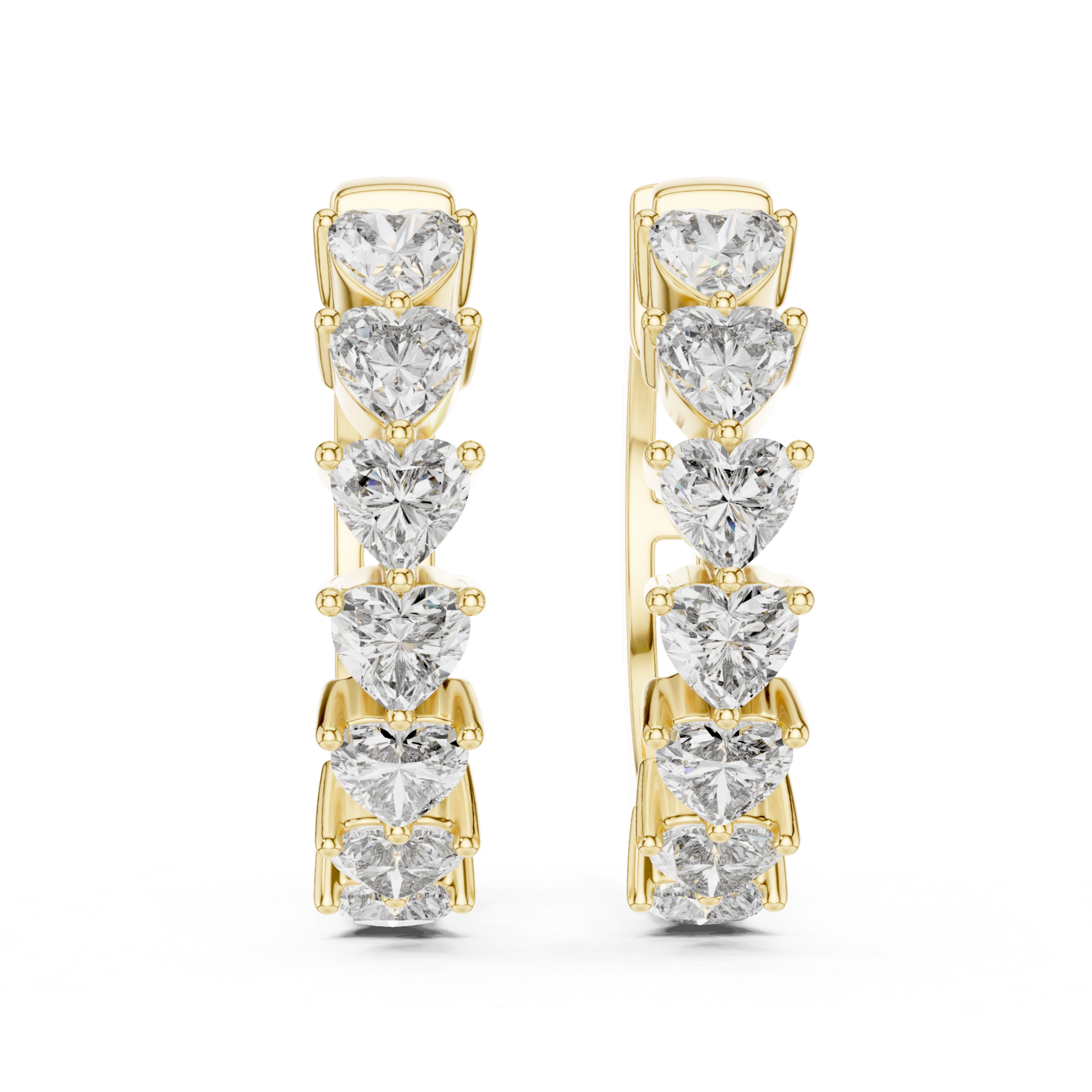 Rose Gold Hoop Earrings with Heart-Shaped Diamonds