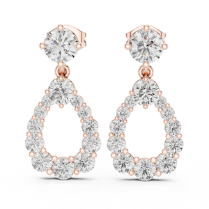 Elegant Rose Gold and Diamond Teardrop Earrings