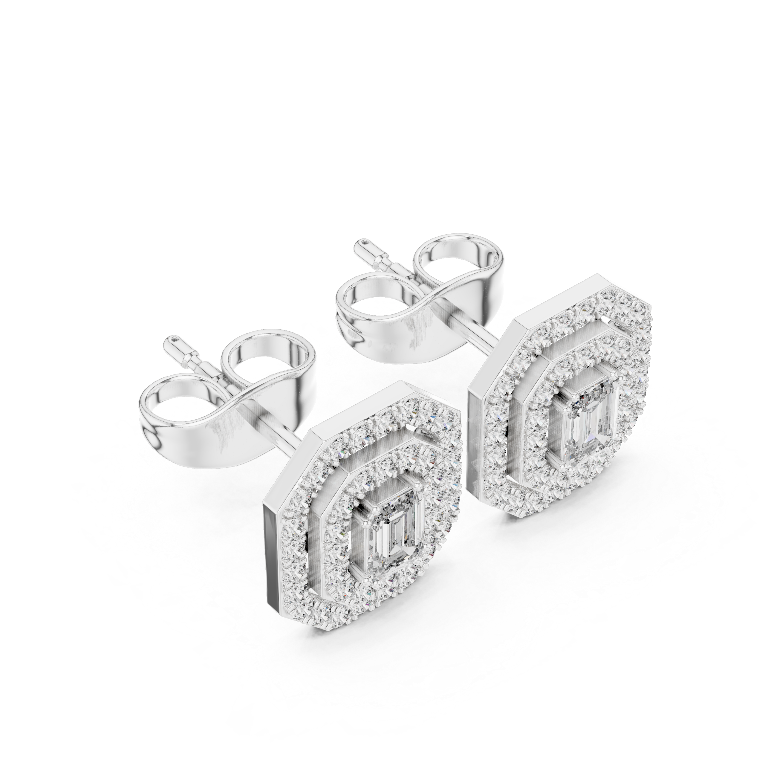 Diamond Halo Stud Earrings