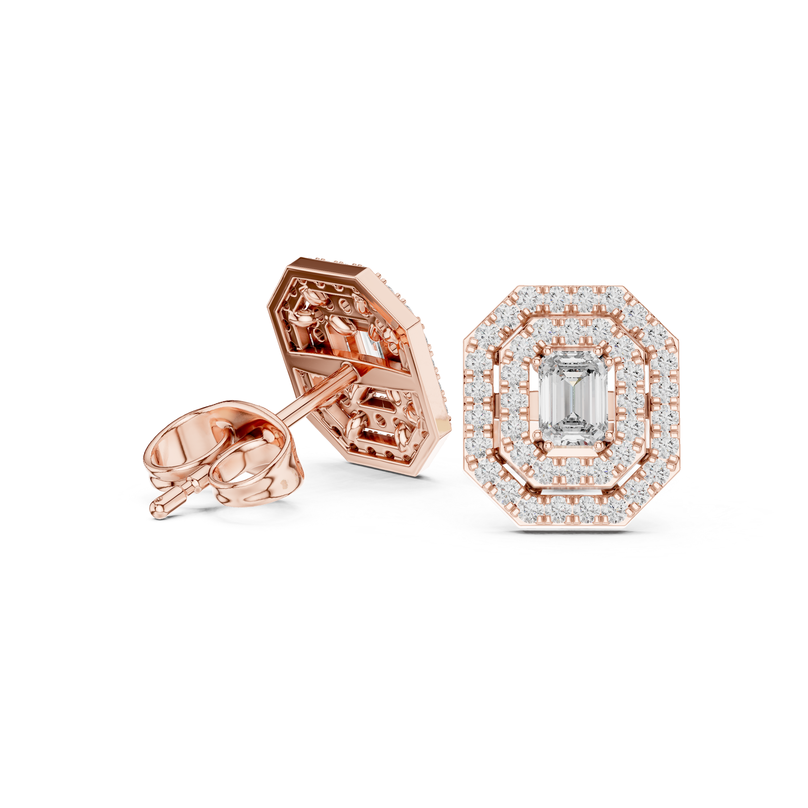 Diamond Halo Stud Earrings