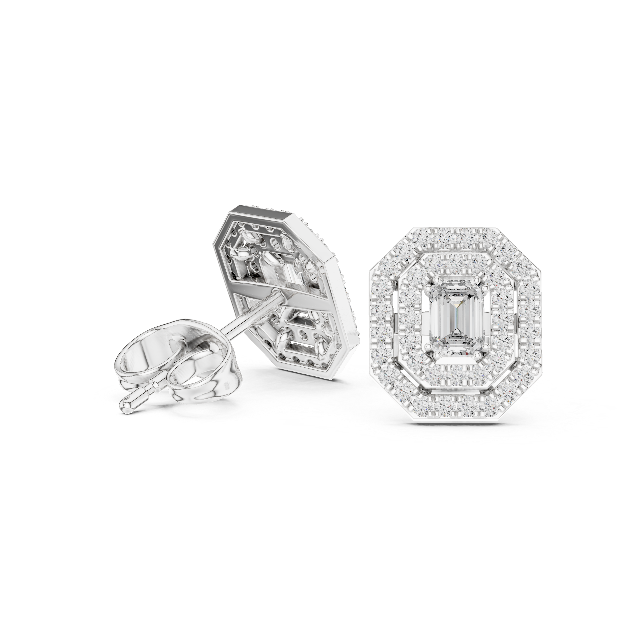 Diamond Halo Stud Earrings