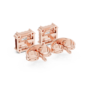 Princess-Cut Diamond Halo Stud Earrings