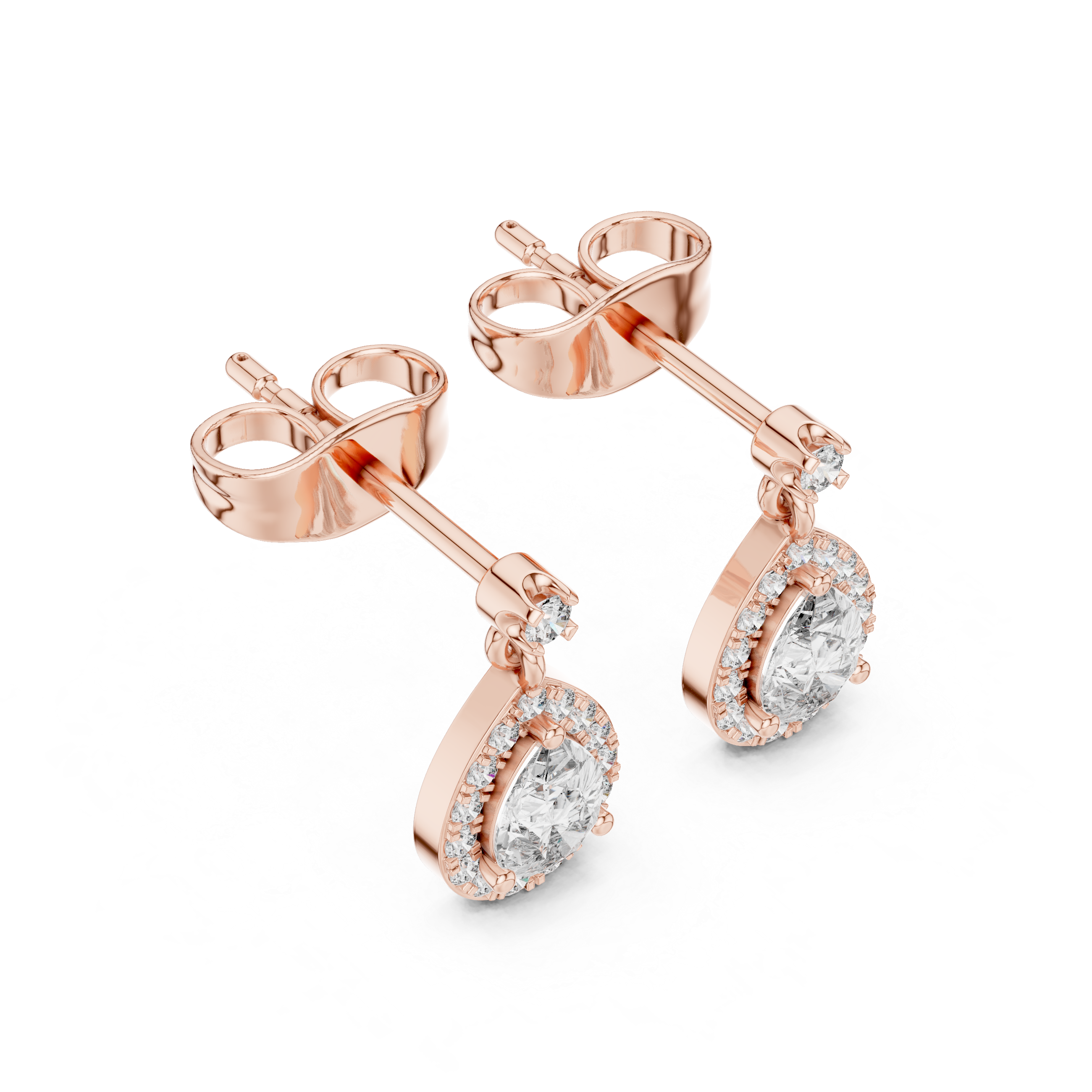 Pear-Shaped Diamond Halo Drop Earrings