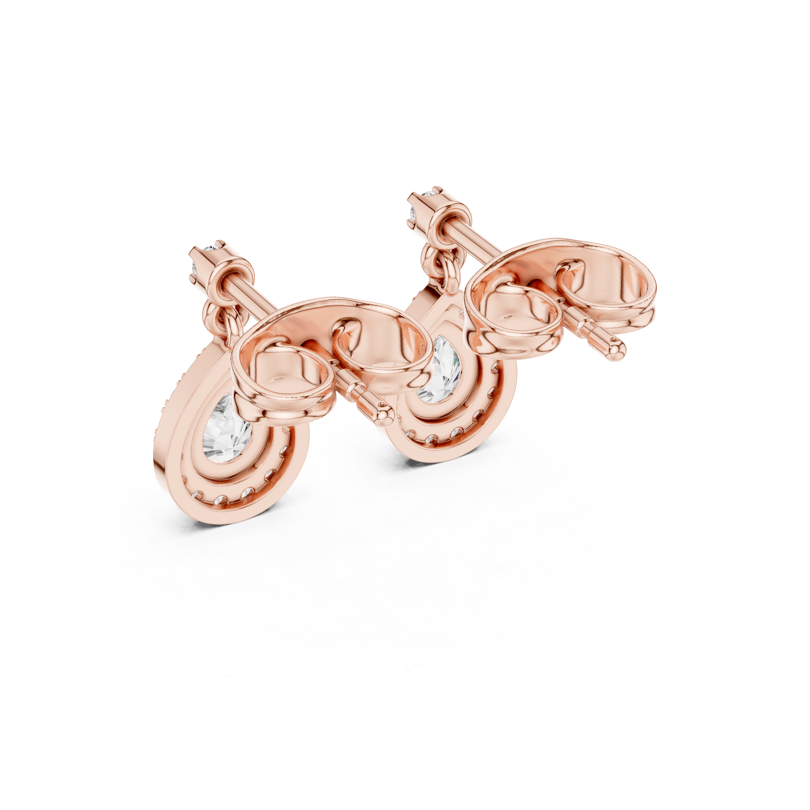 Pear-Shaped Diamond Halo Drop Earrings