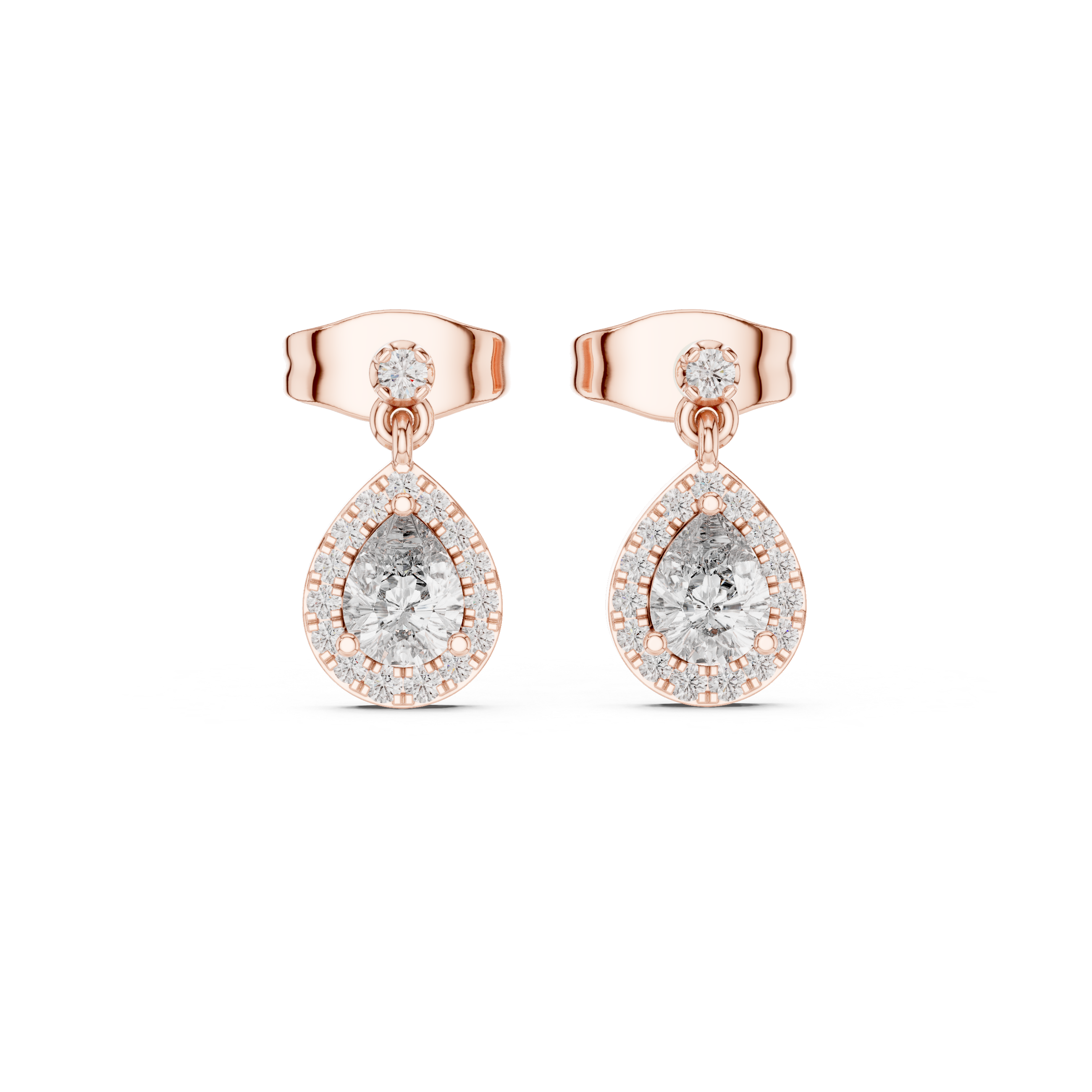 Pear-Shaped Diamond Halo Drop Earrings