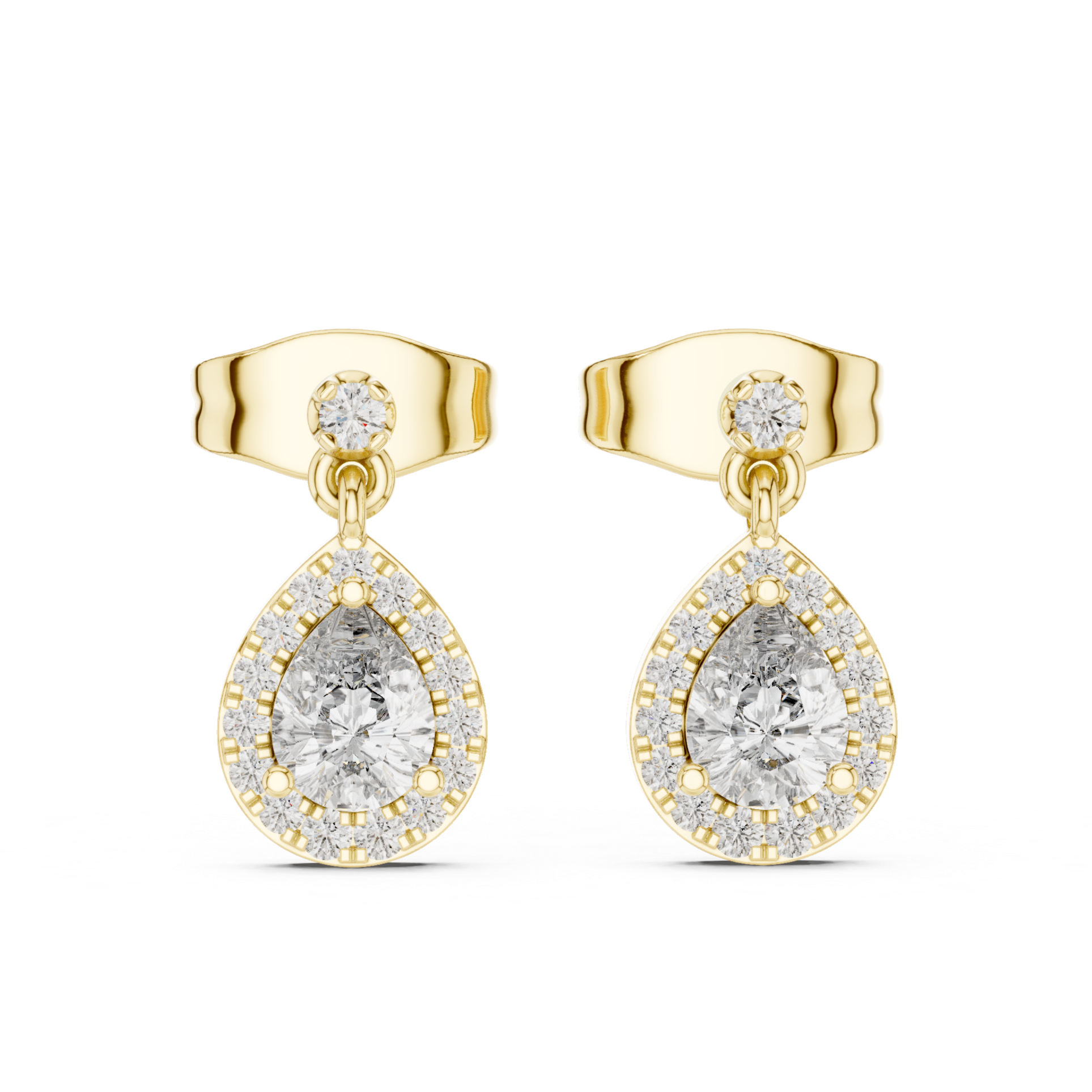 Pear-Shaped Diamond Halo Drop Earrings