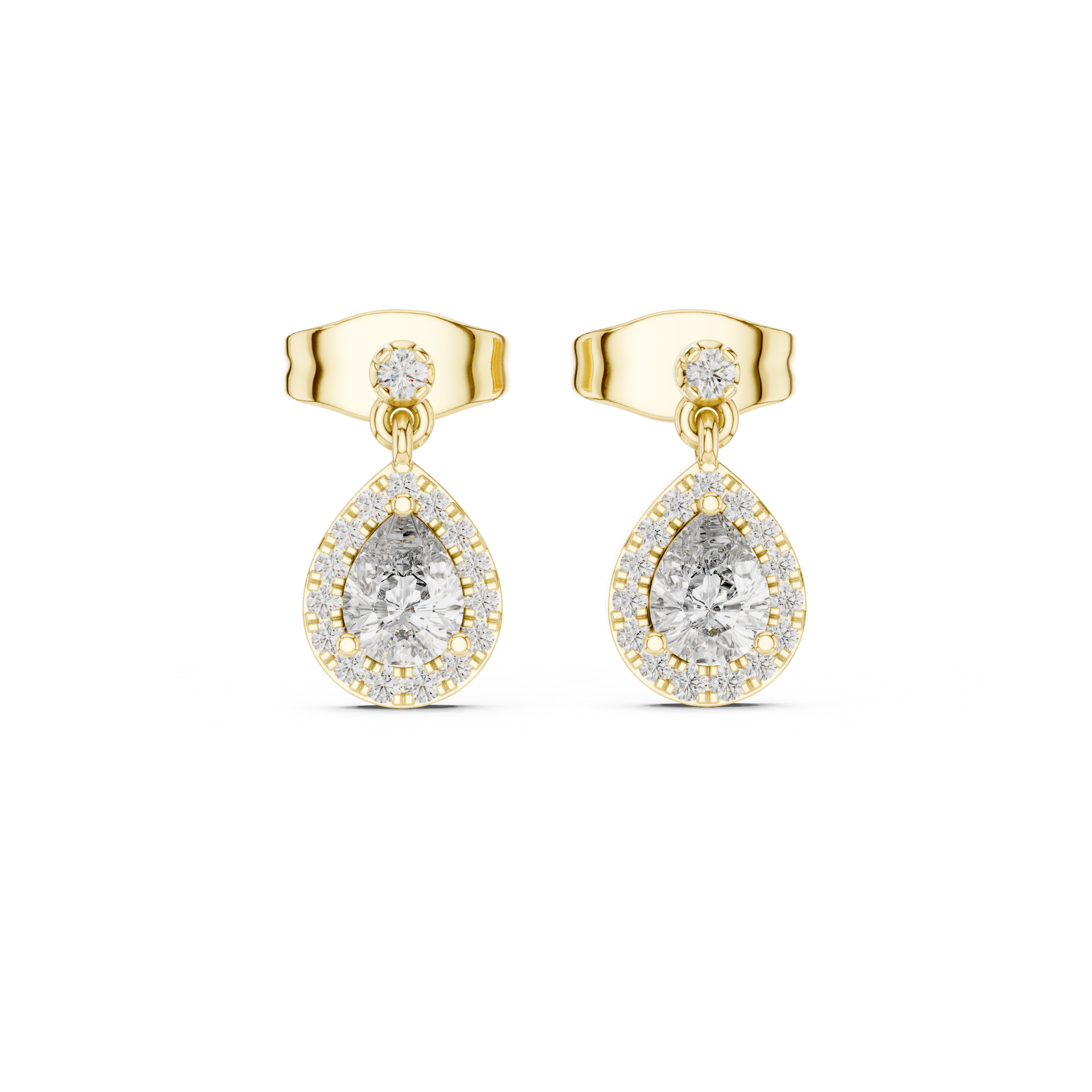 Pear-Shaped Diamond Halo Drop Earrings