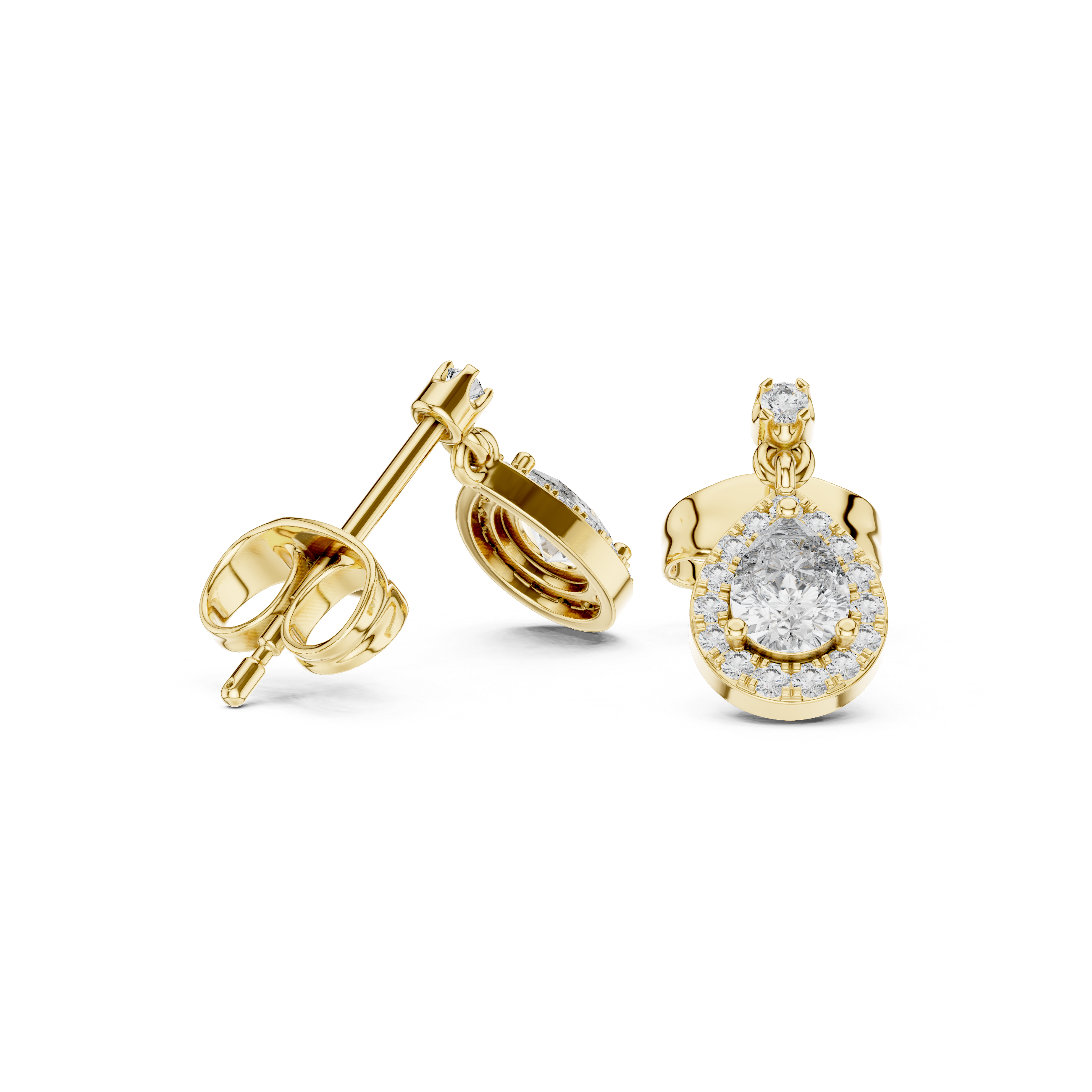 Pear-Shaped Diamond Halo Drop Earrings